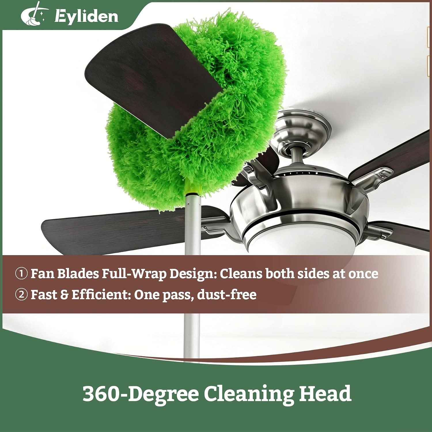 68″ Adjustable Ceiling Fan Duster 360° Dual-Sided Microfiber 0.75 lbs