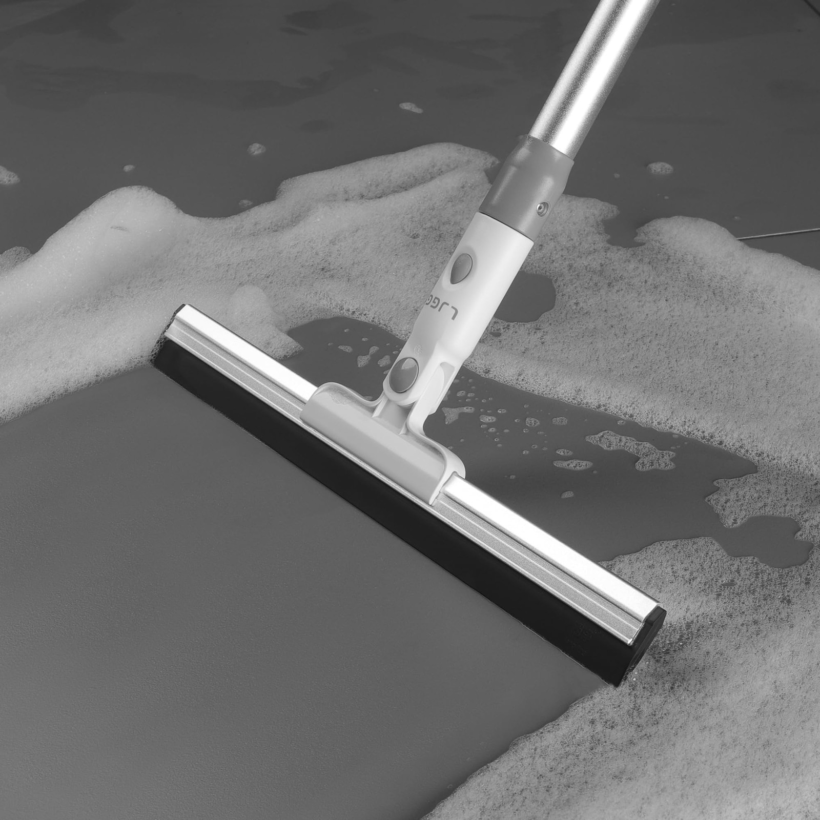 Squeegee Broom For Floor 17″ Rubber Squeegee With 51″ Aluminum Alloy Pole For Ba
