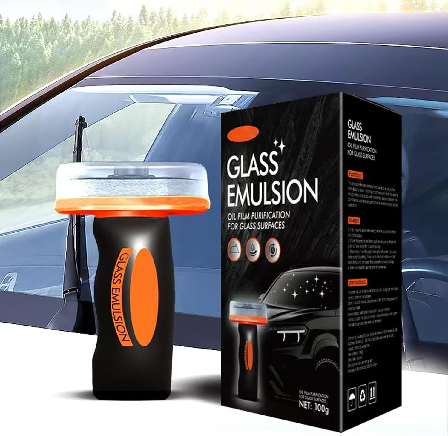 2PCS Glass Oil Film Remover Car Roll-On Compound Cleaning Board Removes Smudges