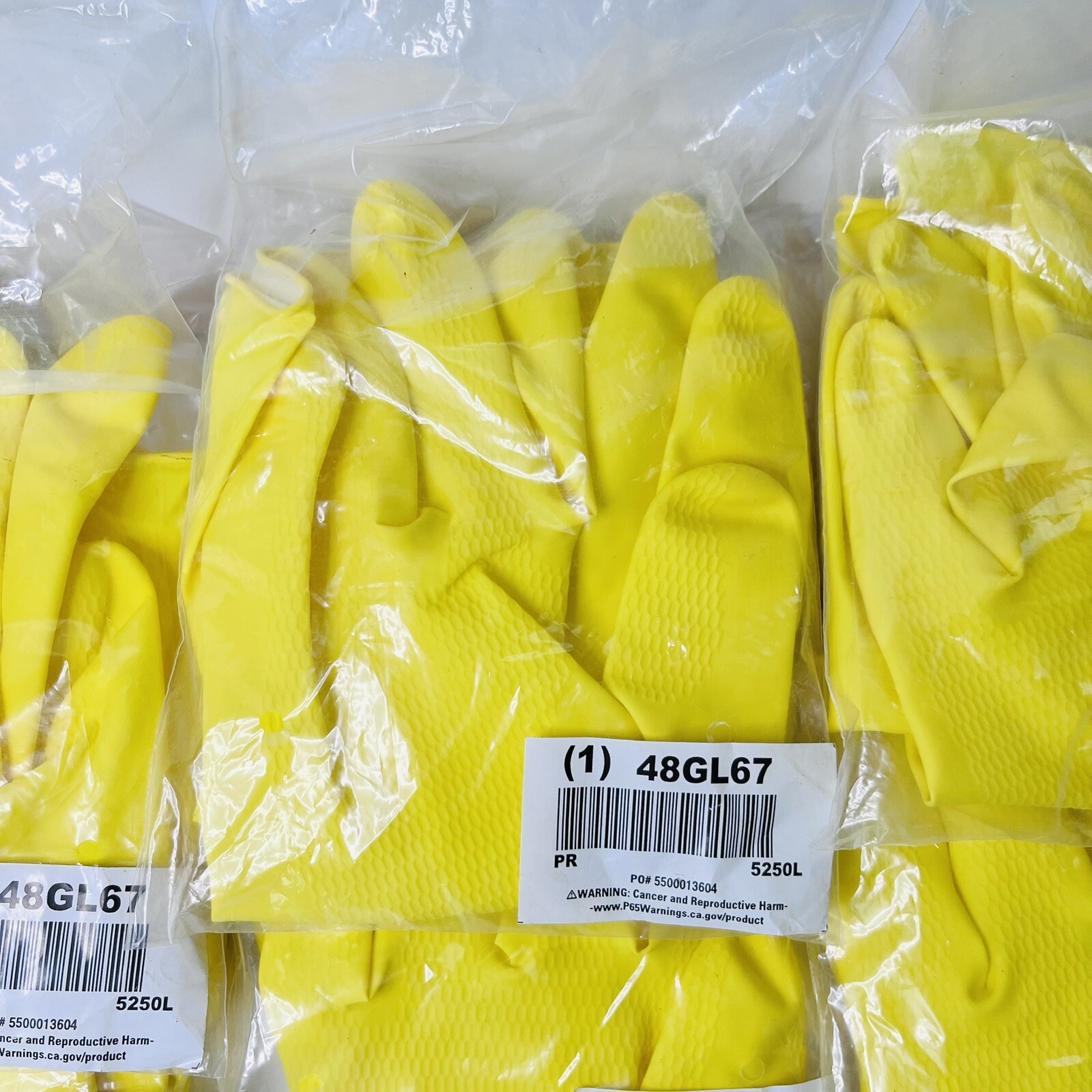 Rubber Cleaning Gloves Yellow Household Reusable Dishwashing 48GL67, 7 Pairs