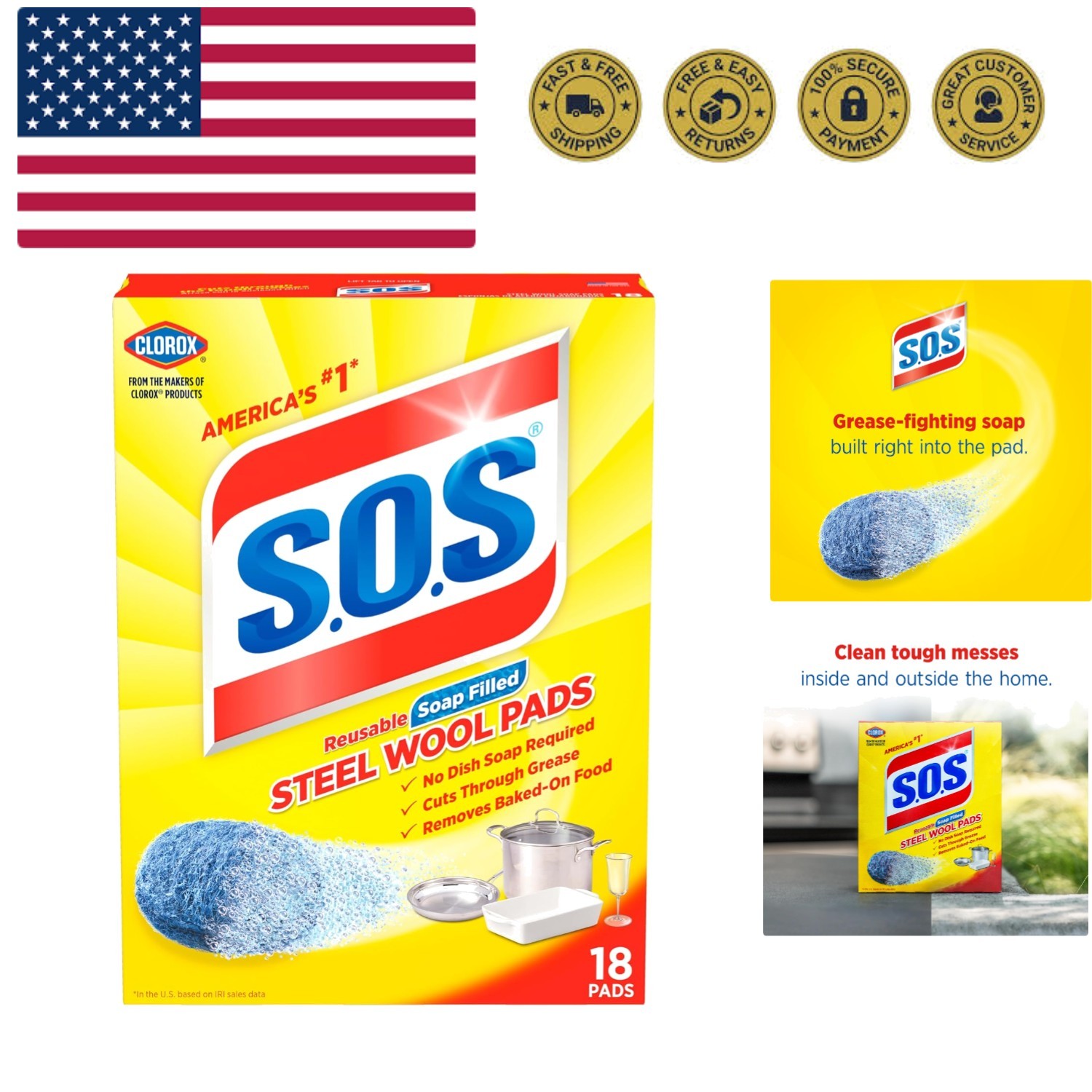 Steel Wool Soap Pads, 18 Count