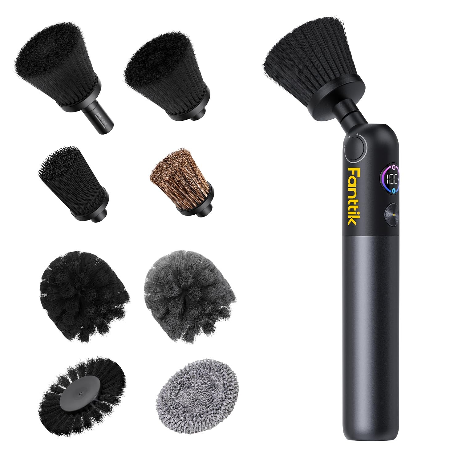 Cordless Electric Car Detailing Brush with 8 Heads, DualSpeed & Waterproof