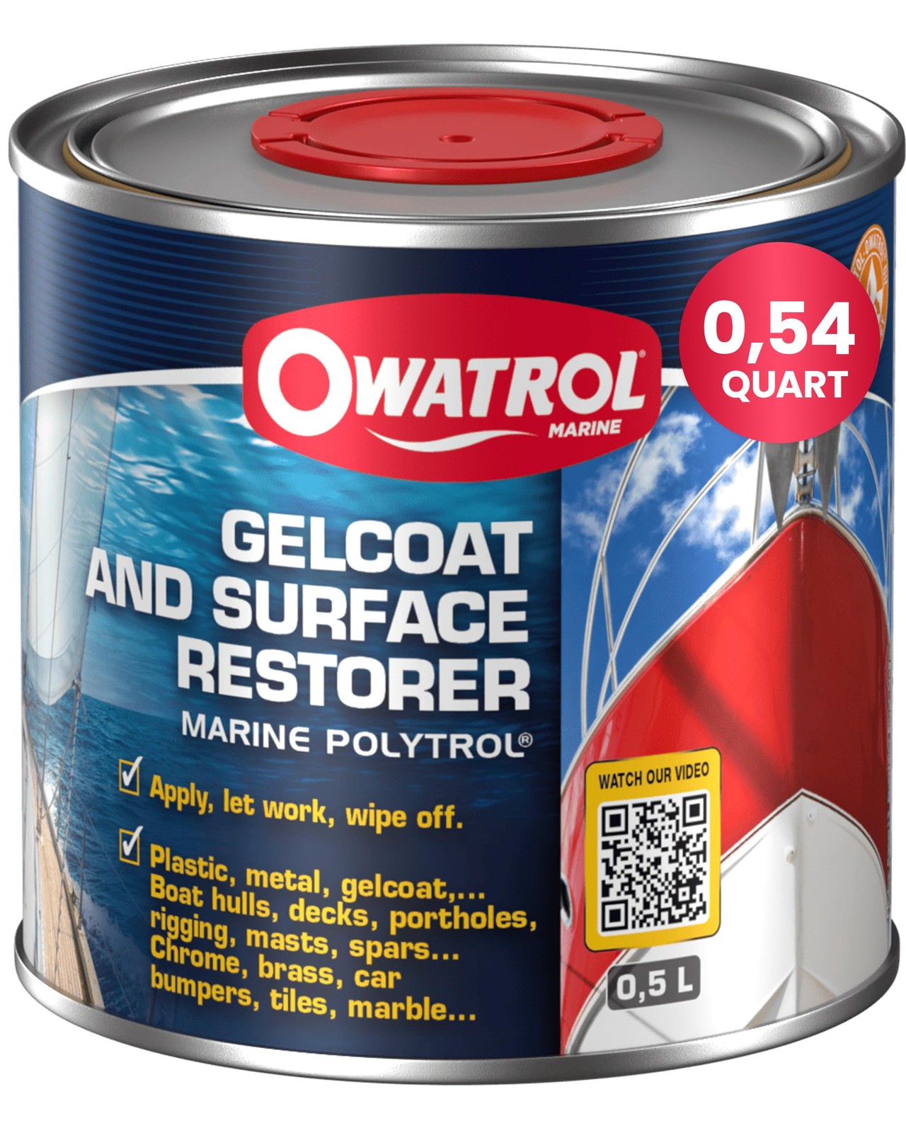 OWATROL Marine Polytrol 0.54 Quart – Gelcoat Restorer for Fiberglass & Steel
