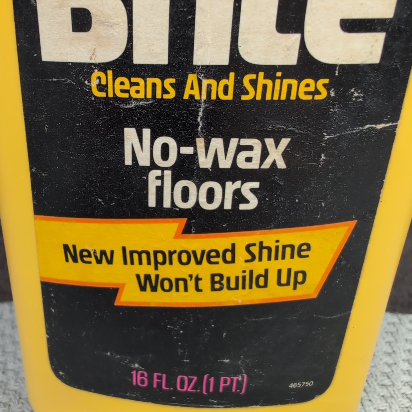 Vintage 1982 Brite No-Wax Floor Cleaner 16oz Bottle 79% Full Prop S.C. Johnson