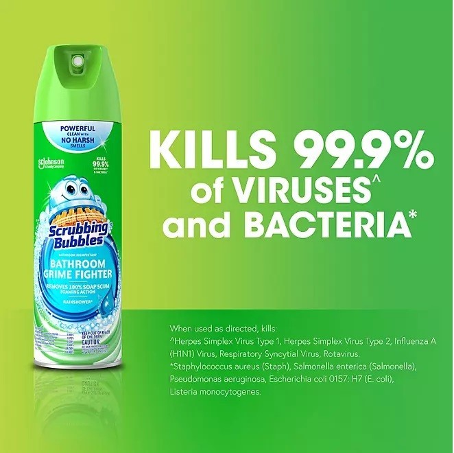 Scrubbing Bubbles Bathroom Cleaner, Rainshower, 25 oz., – Choose Count 4/8/12ct.