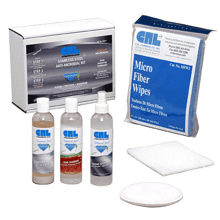 CRL Stainless Steel Anti-Microbial Kit with Scotch Brite Pad, Cloths, Applicator