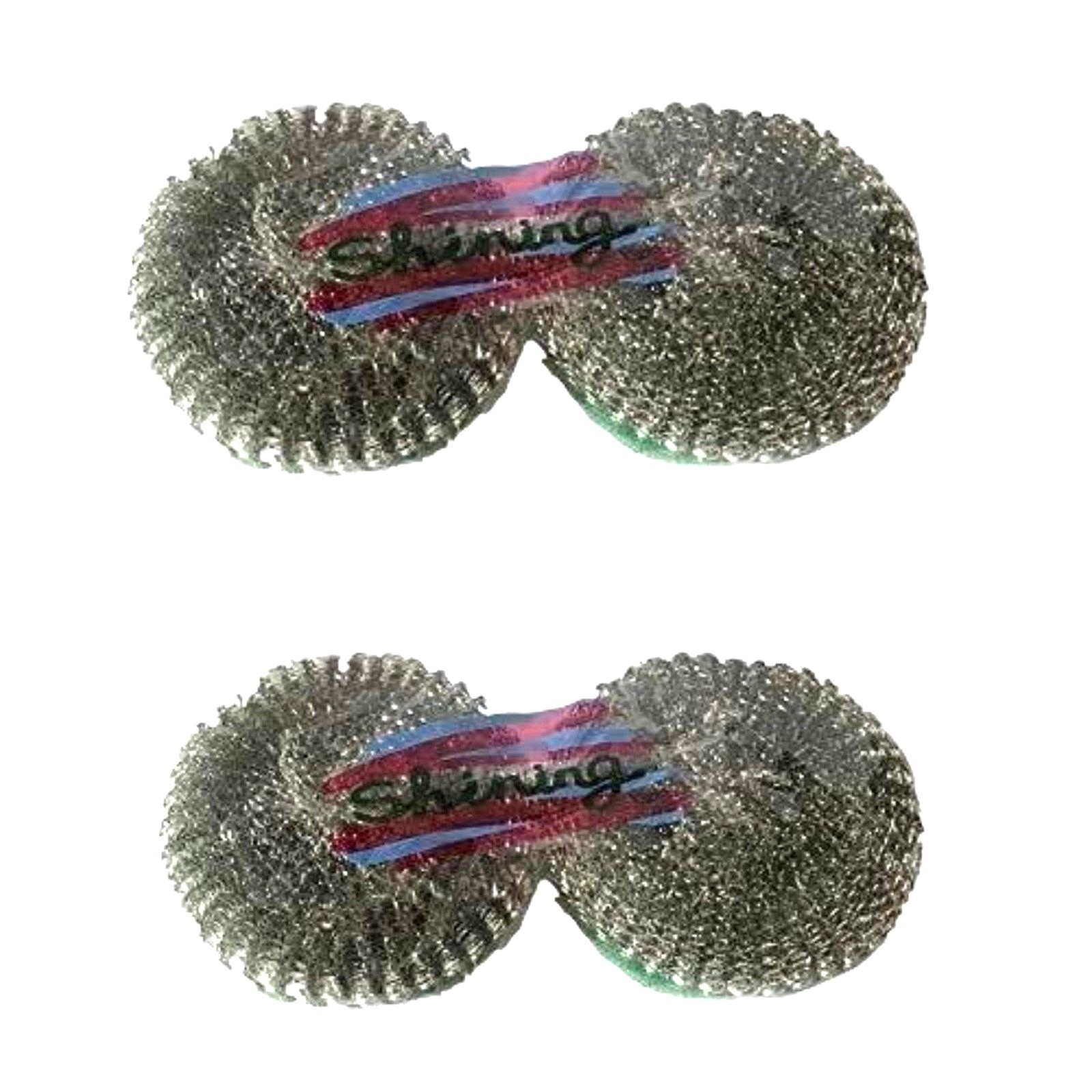 2 X 2 Pieces Shining Stainless Steel Sponges Scrubbers Heavy Duty Scrub Sponge