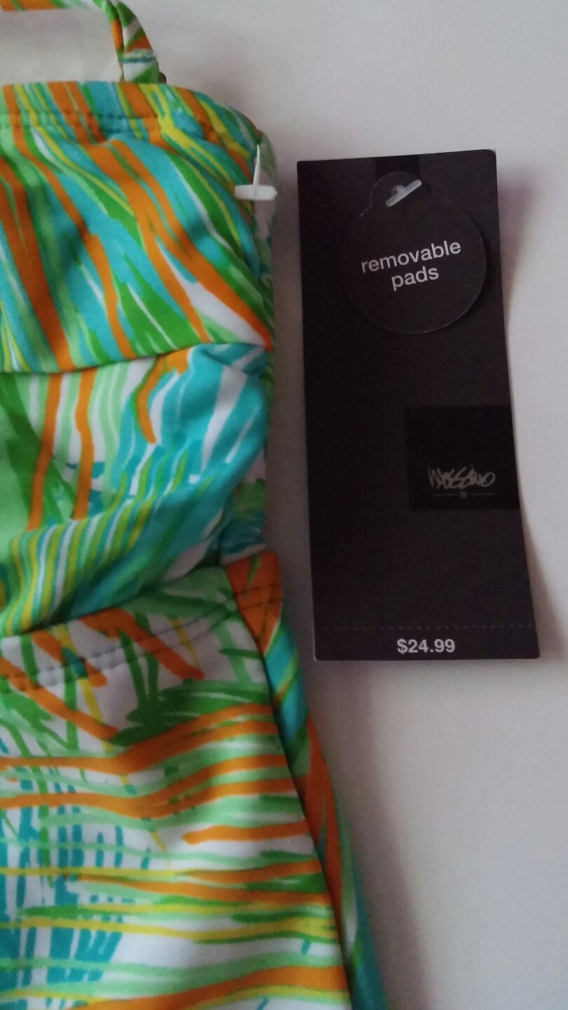 MOSSIMO SWIM-TOP REMOVABLE PADS GREEN MULTI-COLOR SIZE SMALL NWT RETAIL $24.99