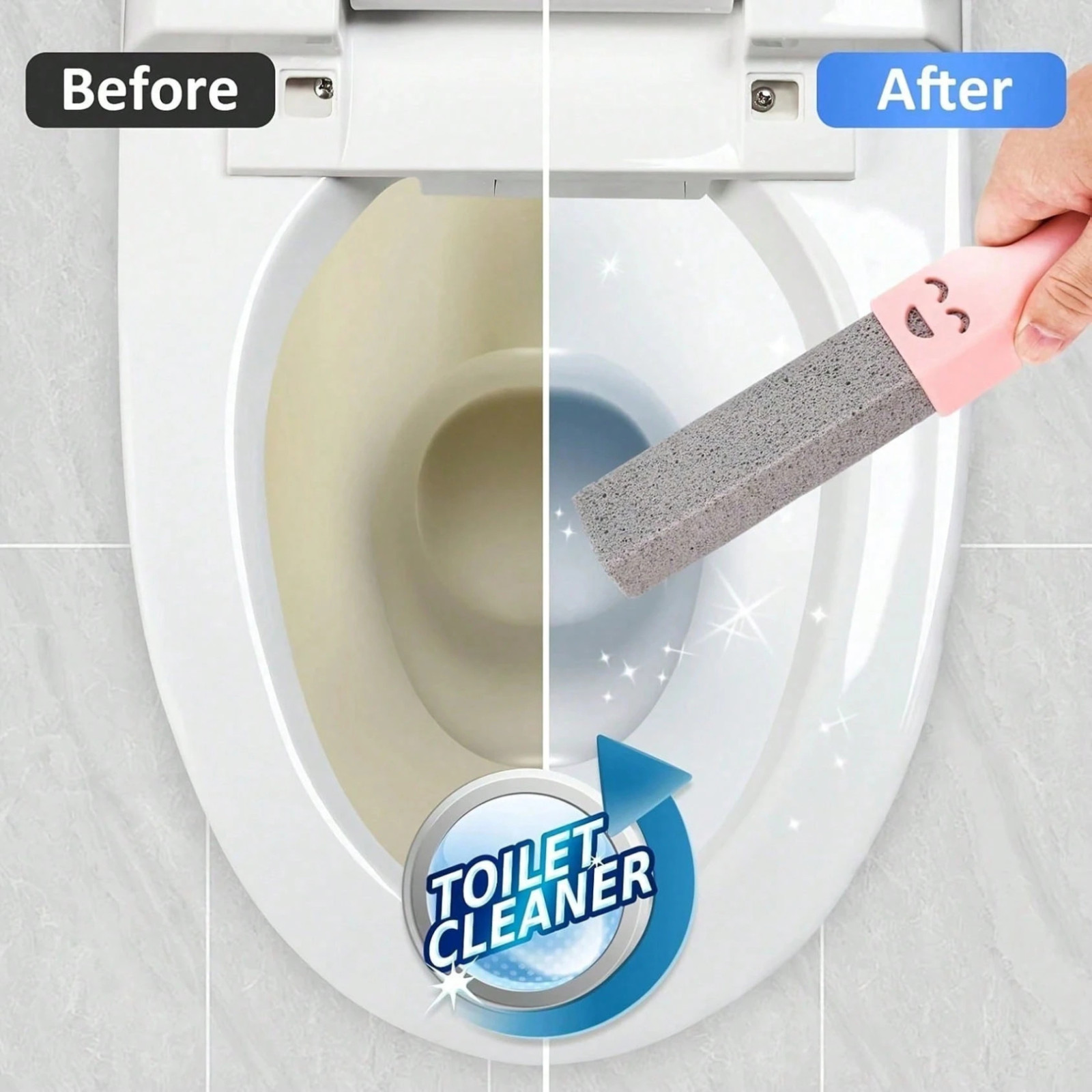 Pumice Stone Cleaning Brush with Replaceable Handle Hard Water Stain Remover US