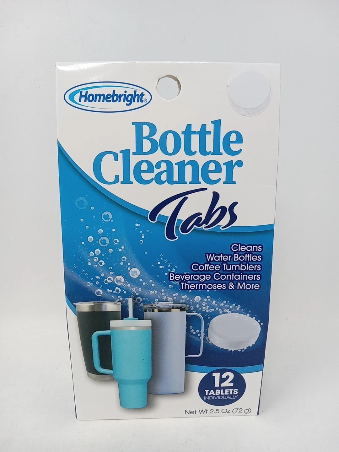 Homebright Bottle Cleaner Tabs- Cleans Water Bottles, Coffee Tumblers 12 Tablets