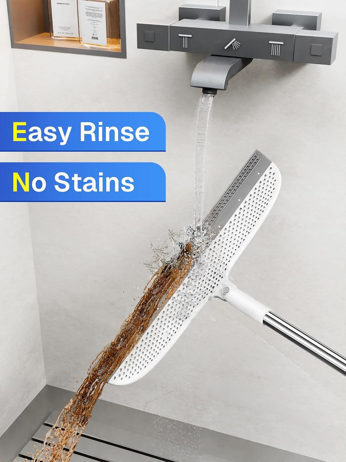 Silicone Floor Squeegee, 180° Rotating Air Broom, Squeegee for Floor with a Long