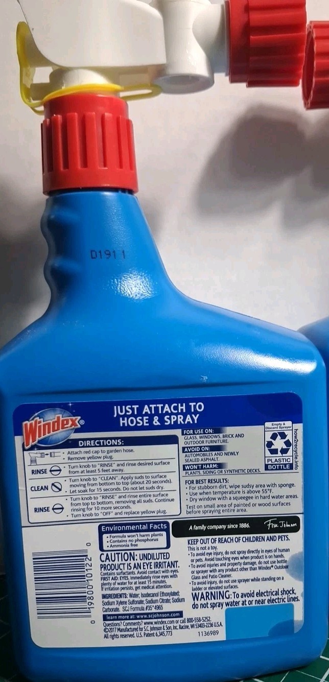 2 Pack Streak-Free Shine ***WINDEX OUTDOOR Concentrated WINDOW CLEANER 32oz Each