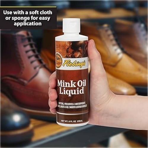 Liquid Mink Oil for Leather Boots (8 fl oz) – Leather Cleaner & Conditioner – Wa