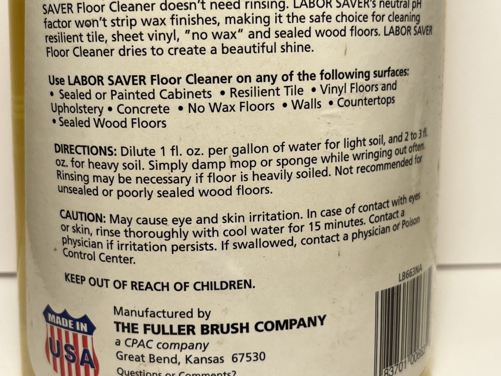 Fuller Brush Company Labor Saver Floor Cleaner No Rinse Lemon Fresh Scent