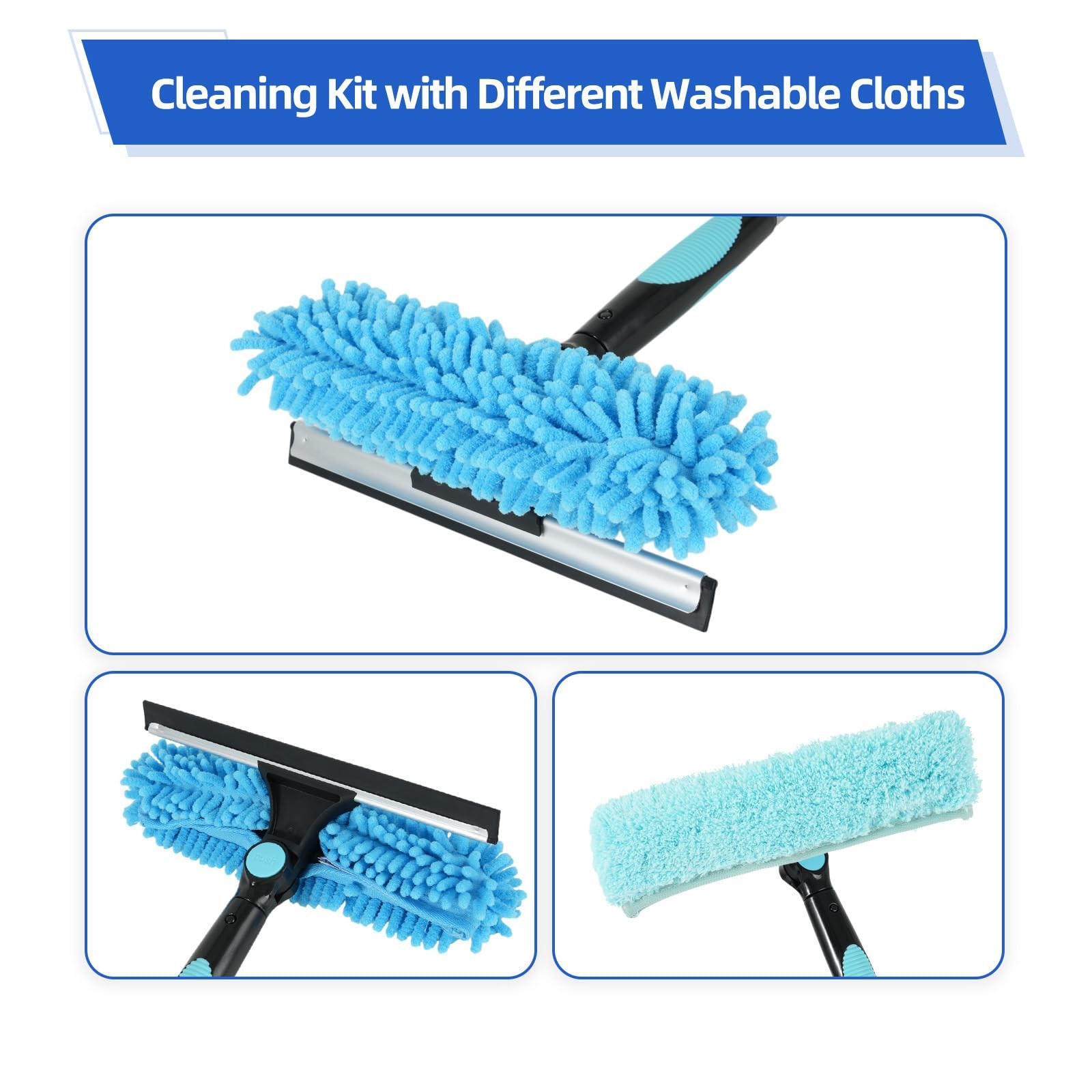 122” Window Washing Kit with Extension Pole, 2-in-1 Window Cleaning Kit with…