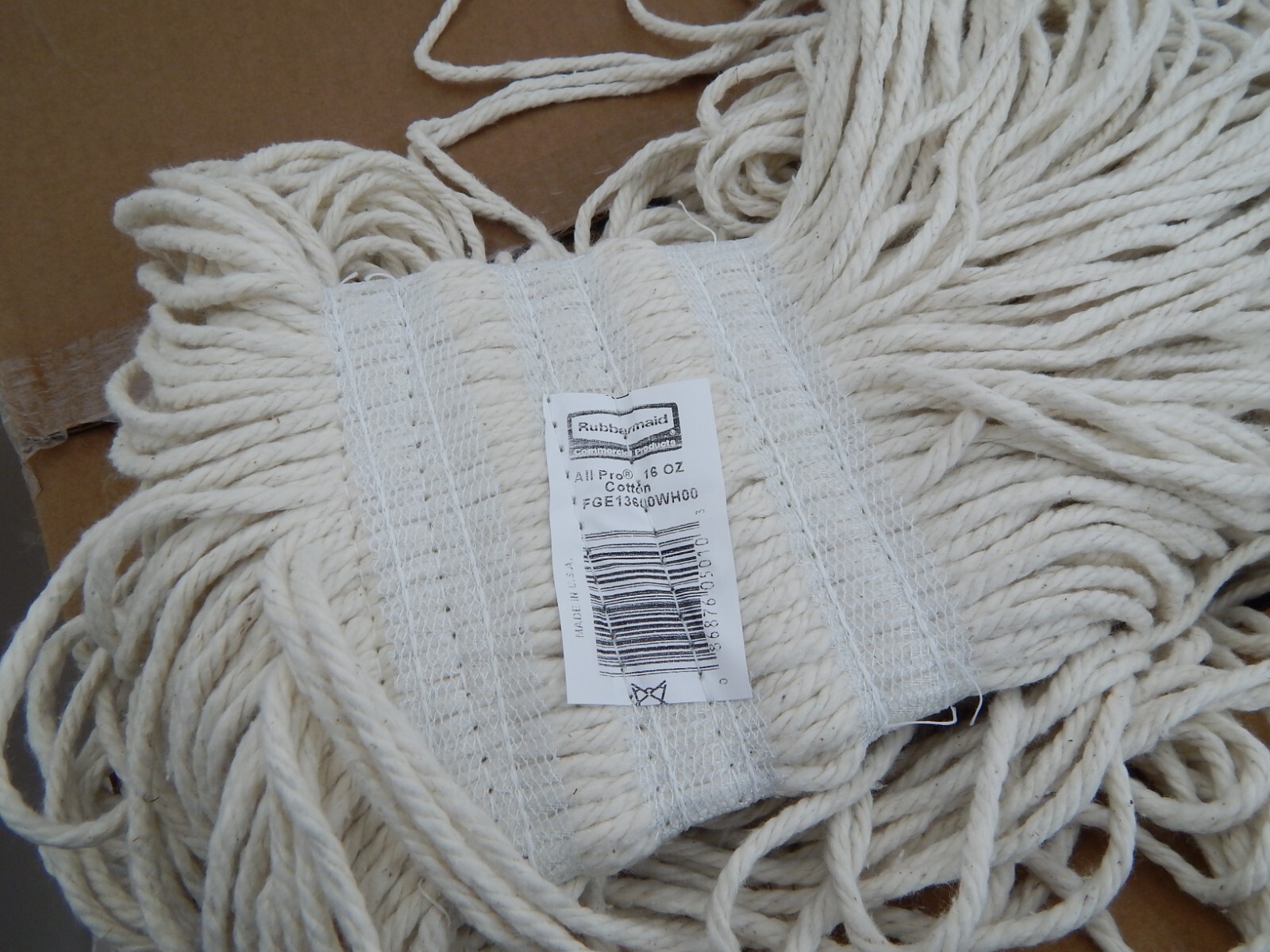 Lot of 12 Rubbermaid Universal White Band Cotton Mop Head 16 oz Commercial