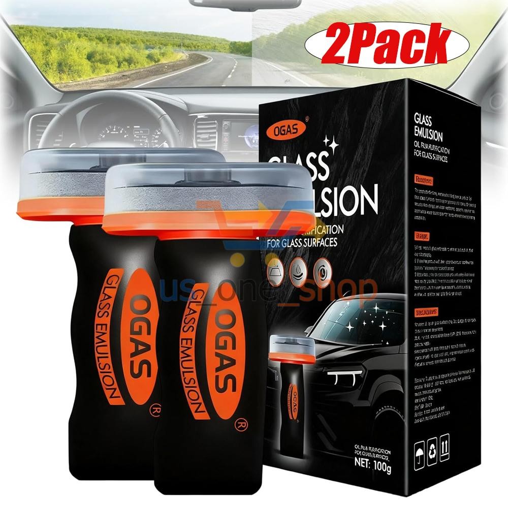 2PCS Glass Oil Film Remover for Car,Roll-On Glass Compound with Cleaning Board