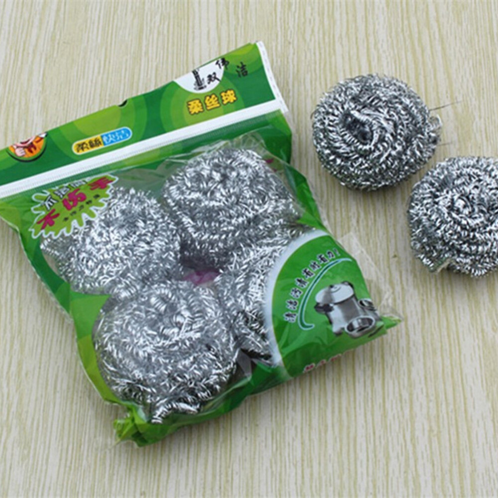 4PCS Stainless Steel Sponges Scrubbers Washing Utensil Cleaner for Pot Bowl Pan