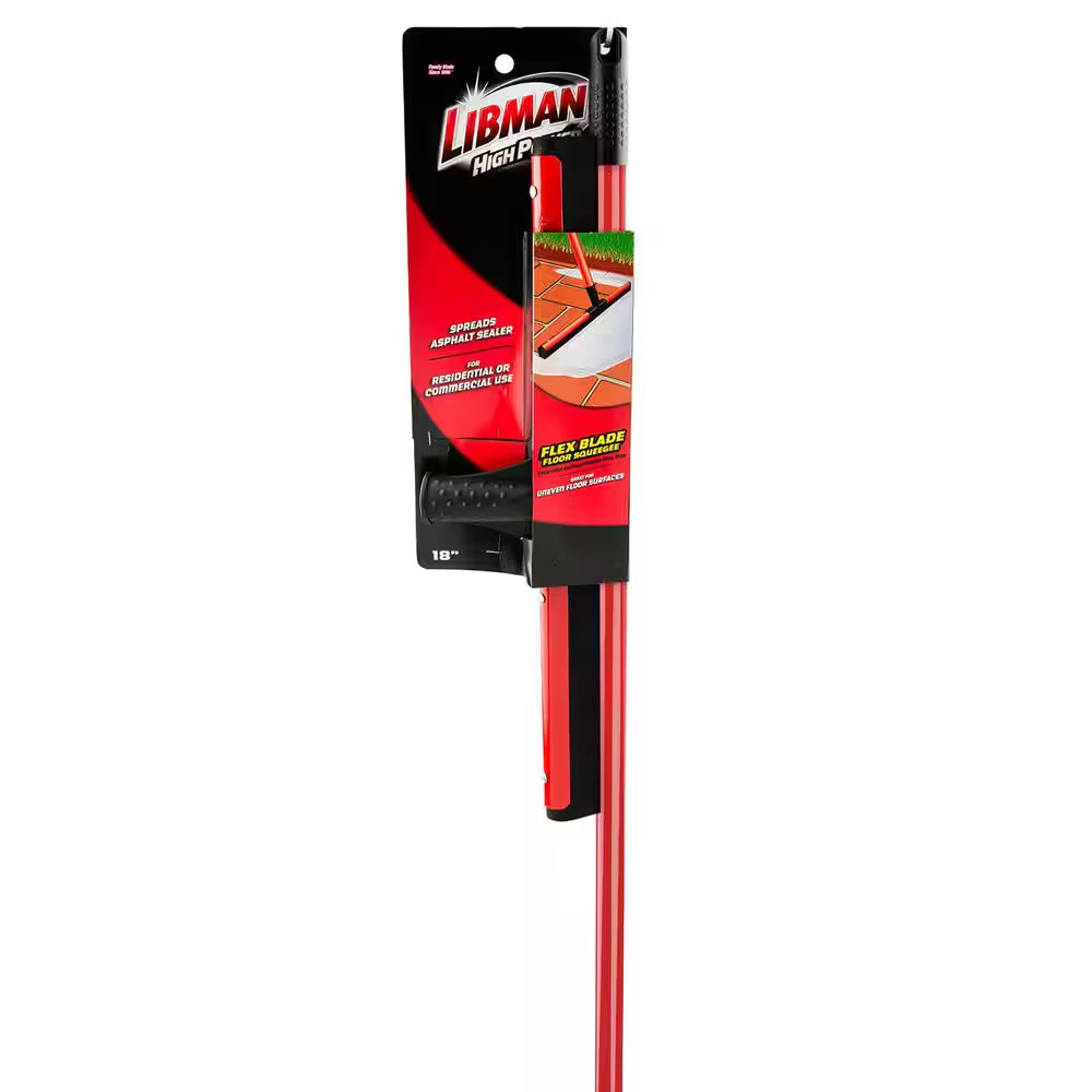 18 in. Flex Foam Blade Floor Squeegee with 52 Handle Steel Straight Durable New