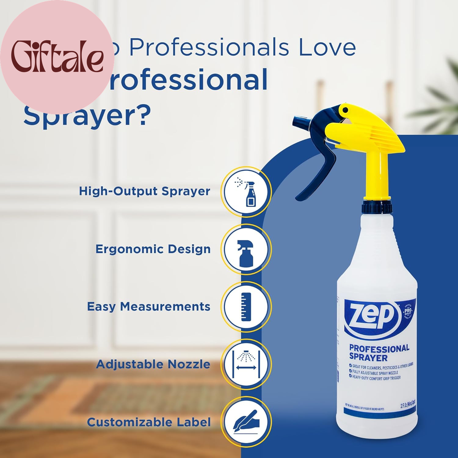 Professional Sprayer Bottle – 32 Oz (Case of 36) – HDPRO36 – Versatile Adjustabl