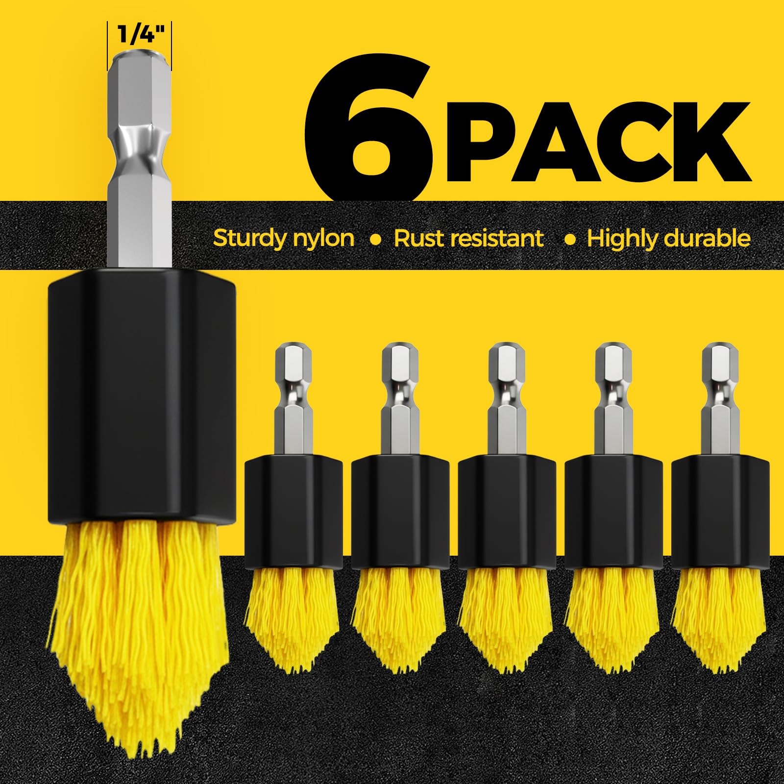 6 piece Drill Brush with Multi-Purpose & Grout Head,Crevice Cleaning Brush，3/…