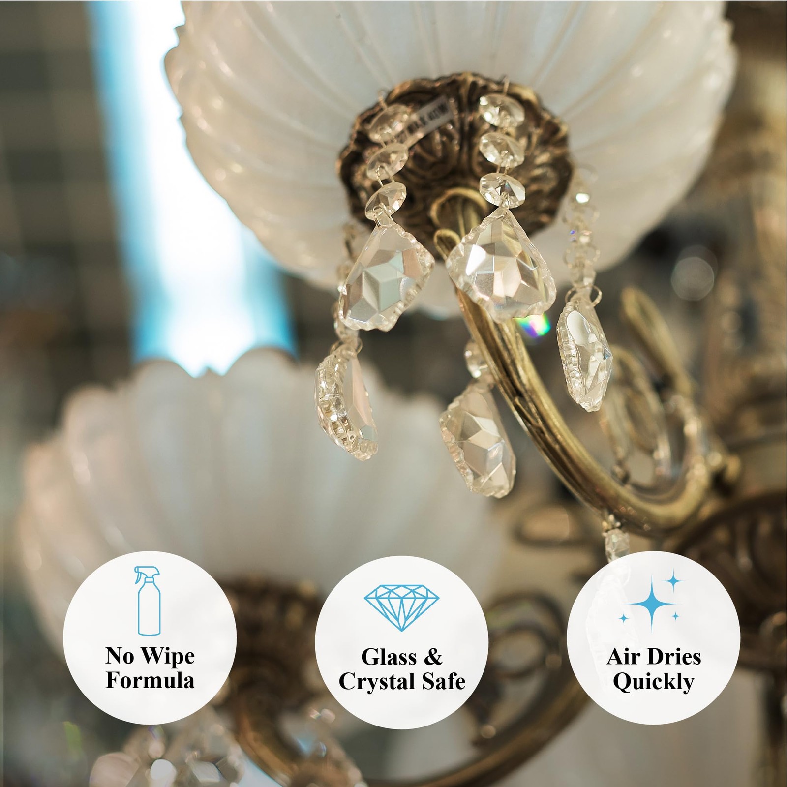 Chandelier Cleaner – Spray On Chandelier Cleaner Drip Dry Spray No Wipe – Cry…