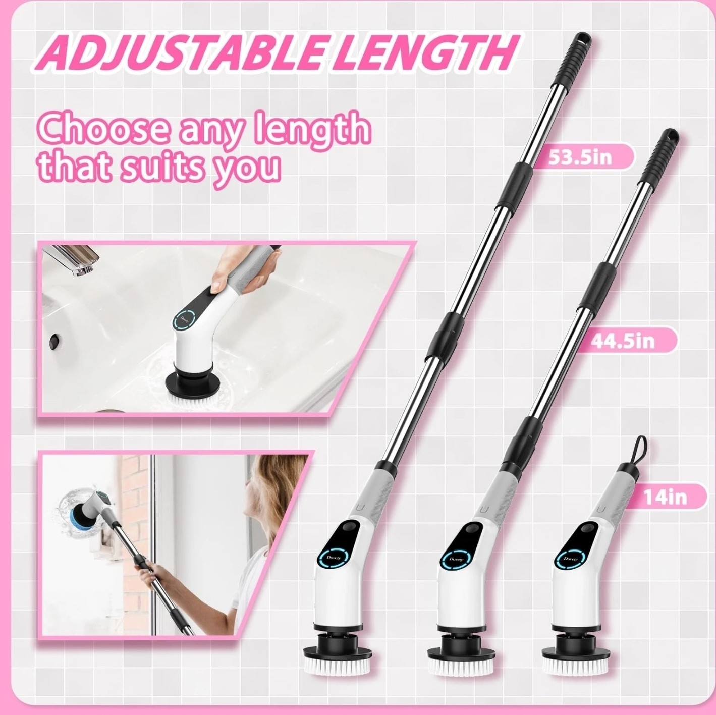 Dovety Electric Spin Scrubber Cordless Cleaning Brush Shower Scrubber, 9 in 1