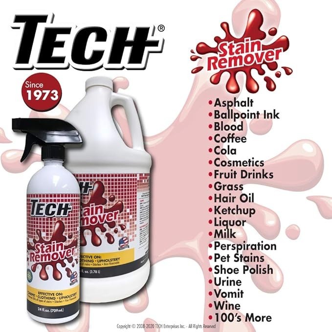 TECH Stain Remover, 24oz Spray Bottle, For Carpet, Clothes, Upholstery, and More