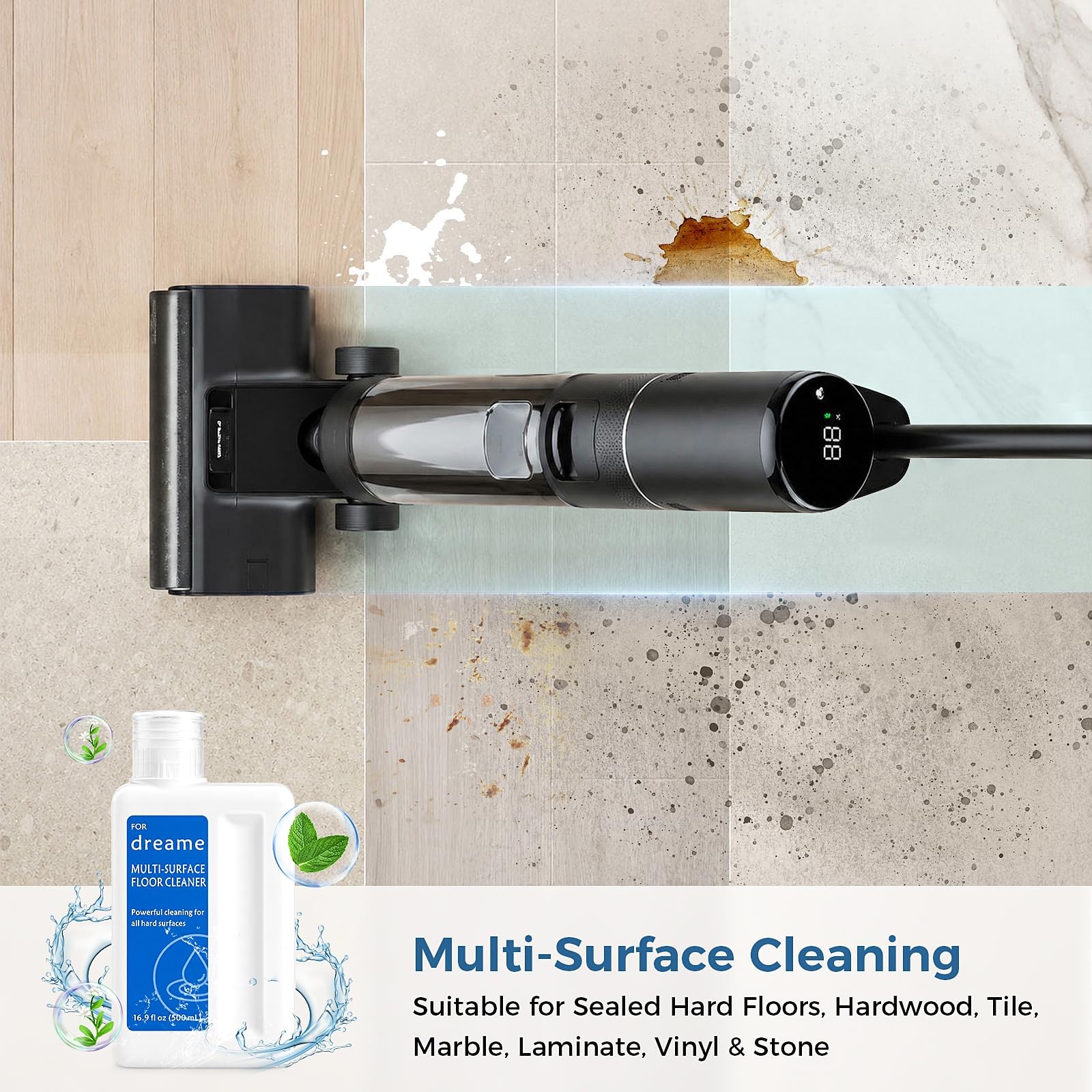 33.8 Fl Oz (1000mL) Cleaning Solution with Dreame Wet Dry Vacuum Cleaners, 2P…