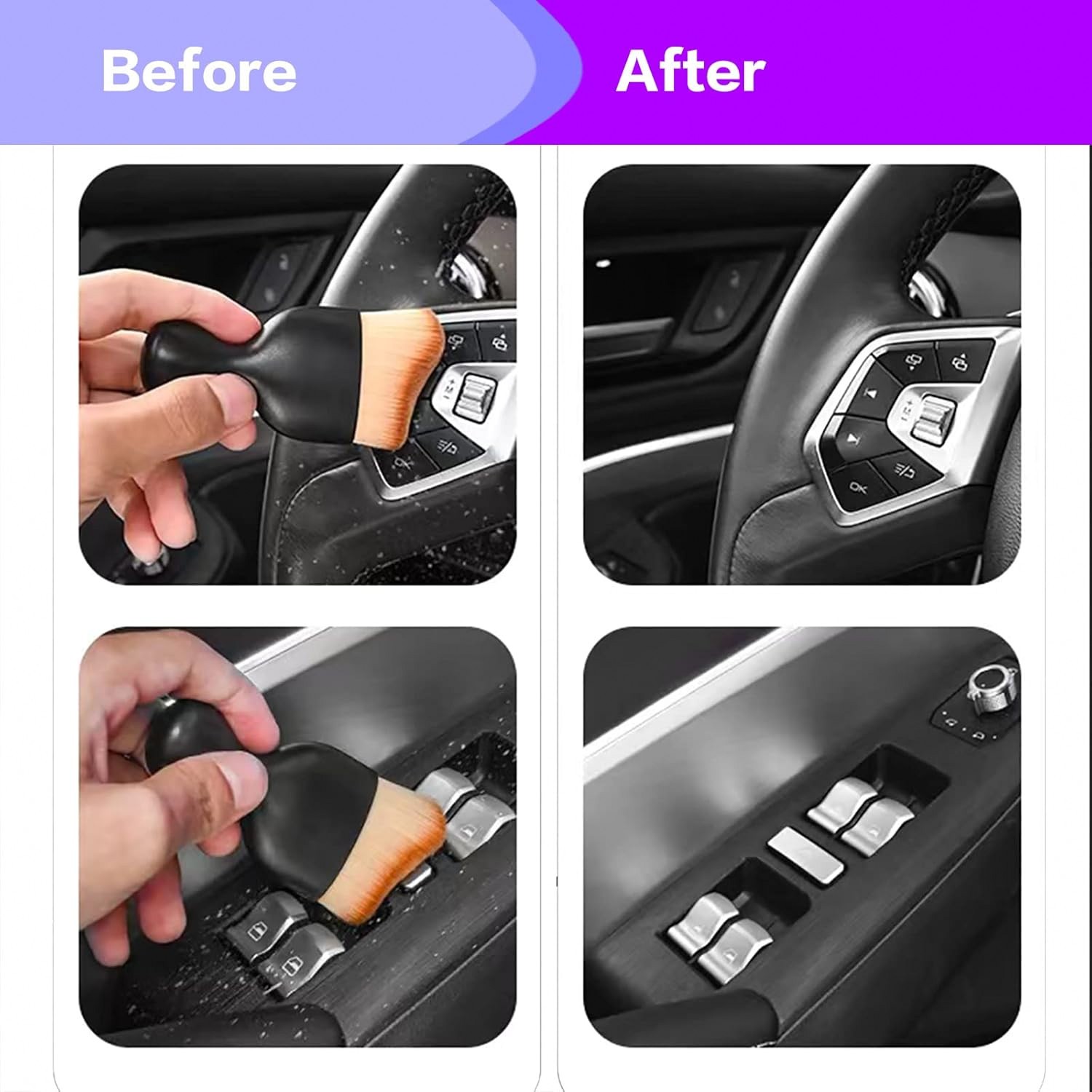 AOCISKA Car Interior Detailing Brush Soft Bristle Dash Duster Black