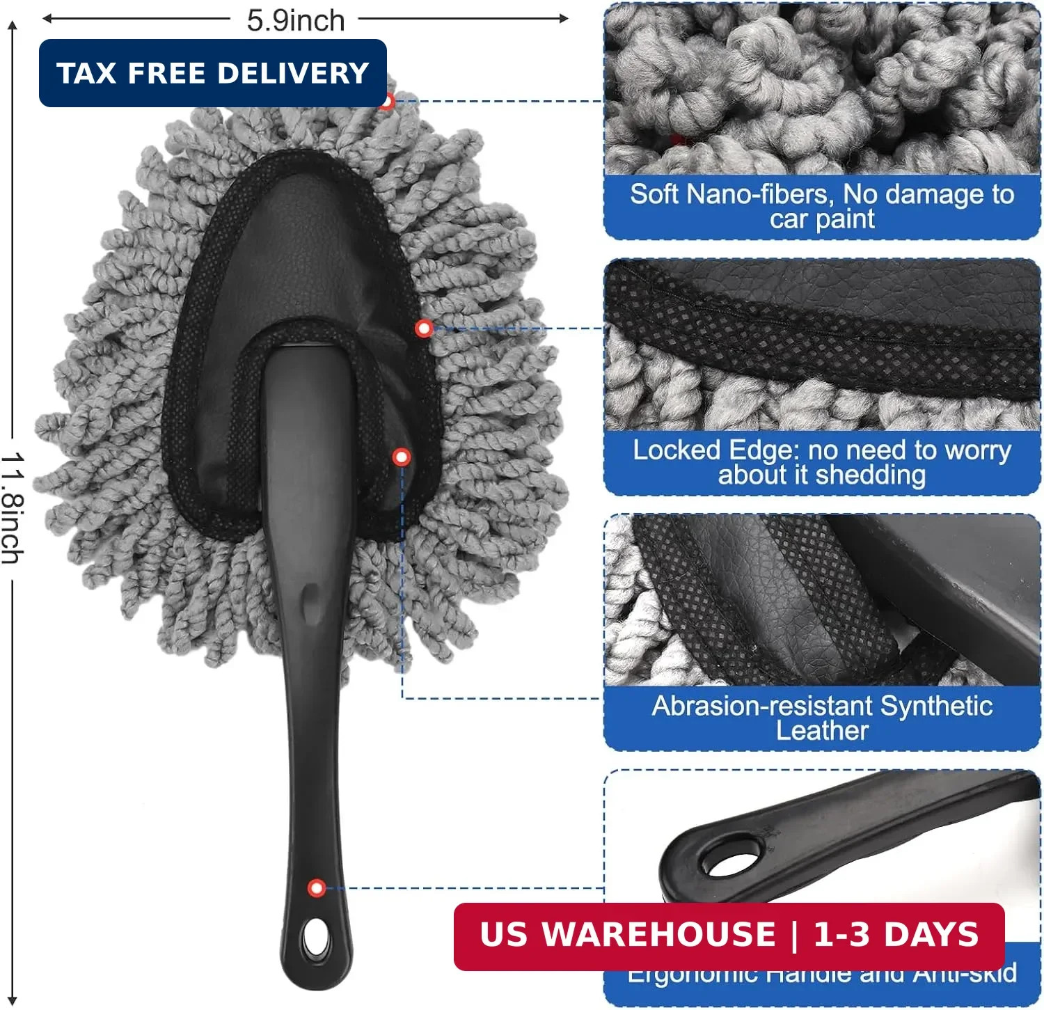 Car Interior Duster Detailing Brush Set Cleaning Gel Kit, Soft Microfiber Towels