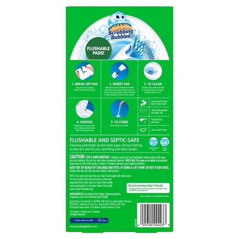 Toilet Cleaning System Flushable Pads Starter Kit 19 Inch Handle Deep Clean New