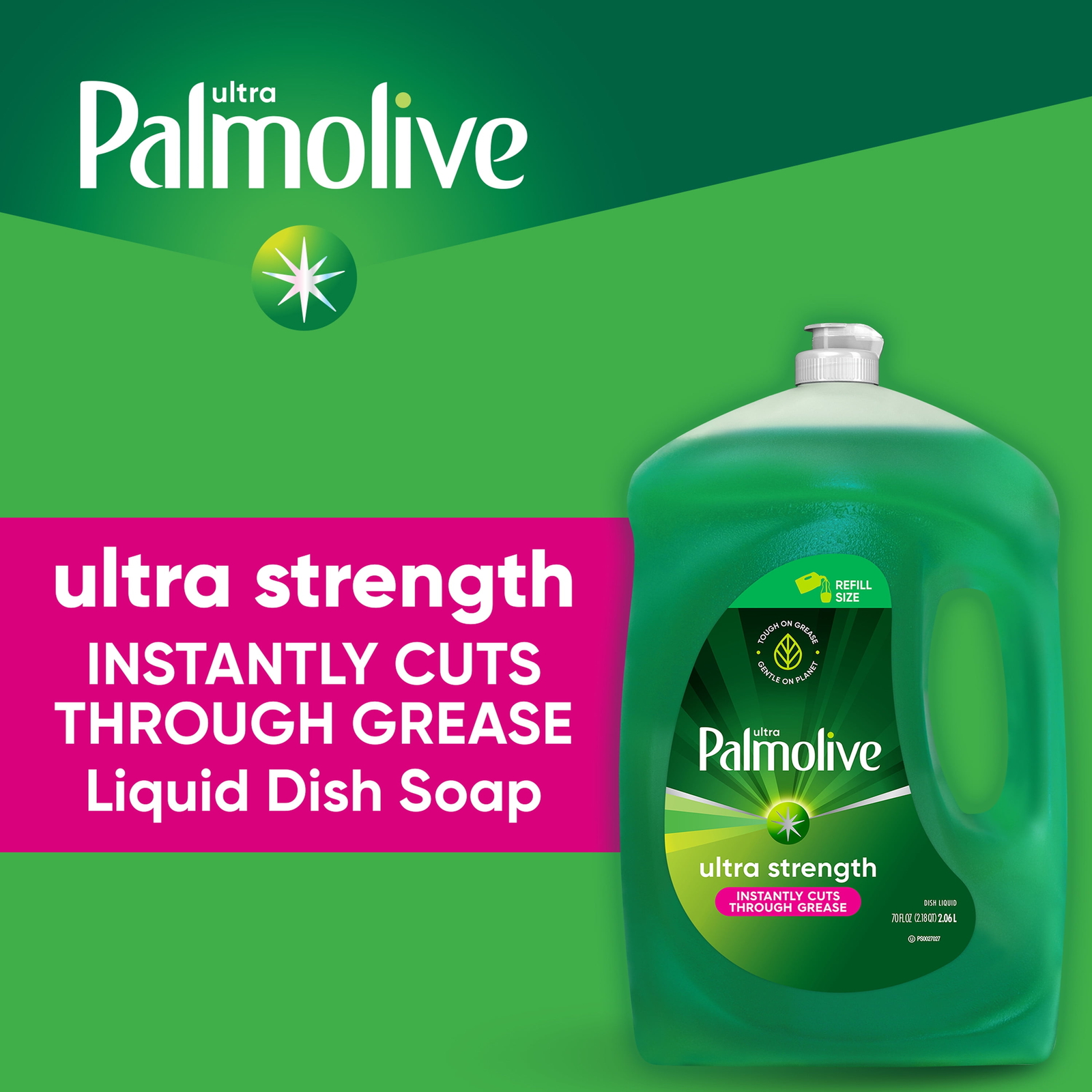 Ultra Strength Liquid Dish Soap, Original Green – 70 Fluid Ounce