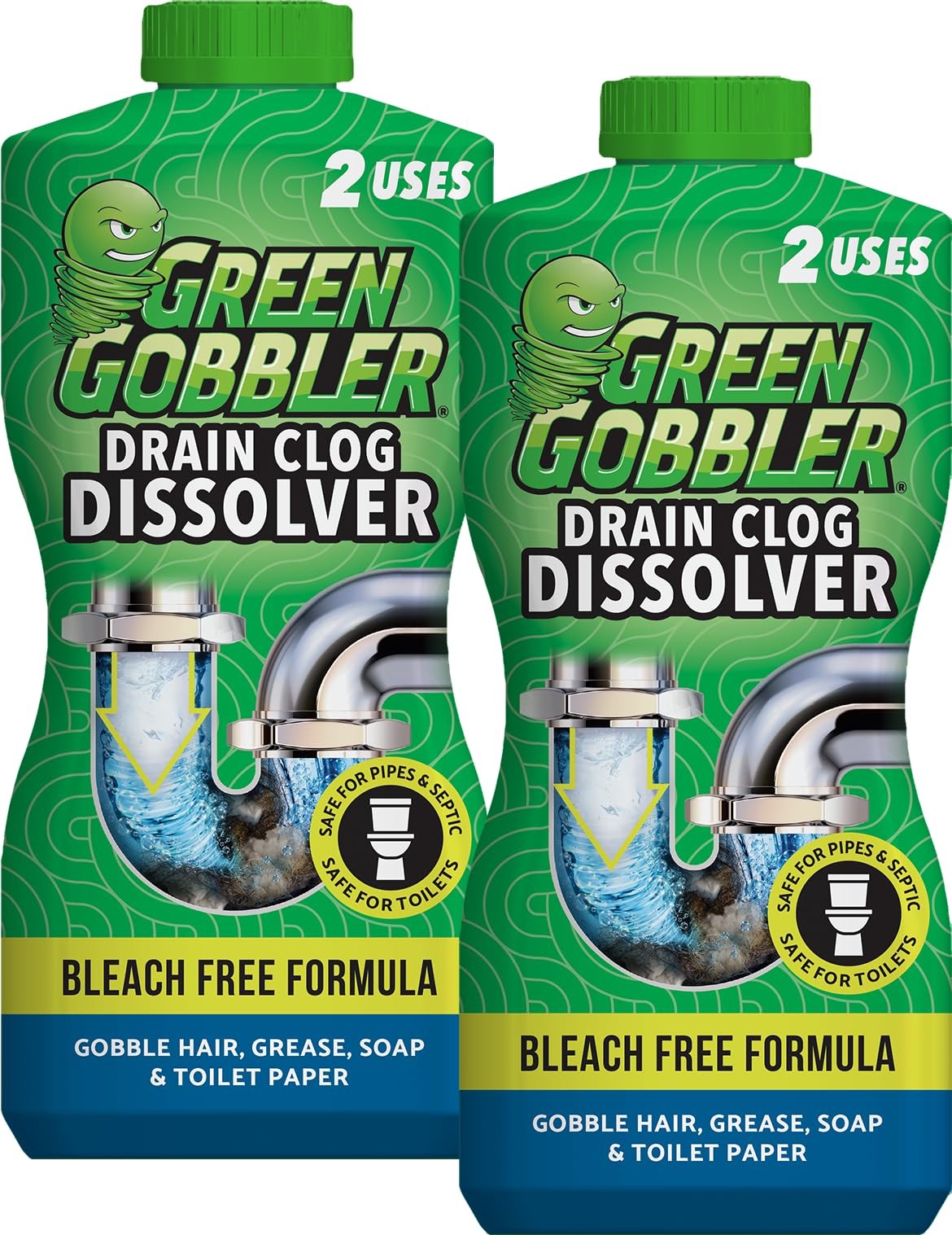 Green Gobbler Drain Clog Dissolver | Powerful Liquid Drain Opener Toilet Clog