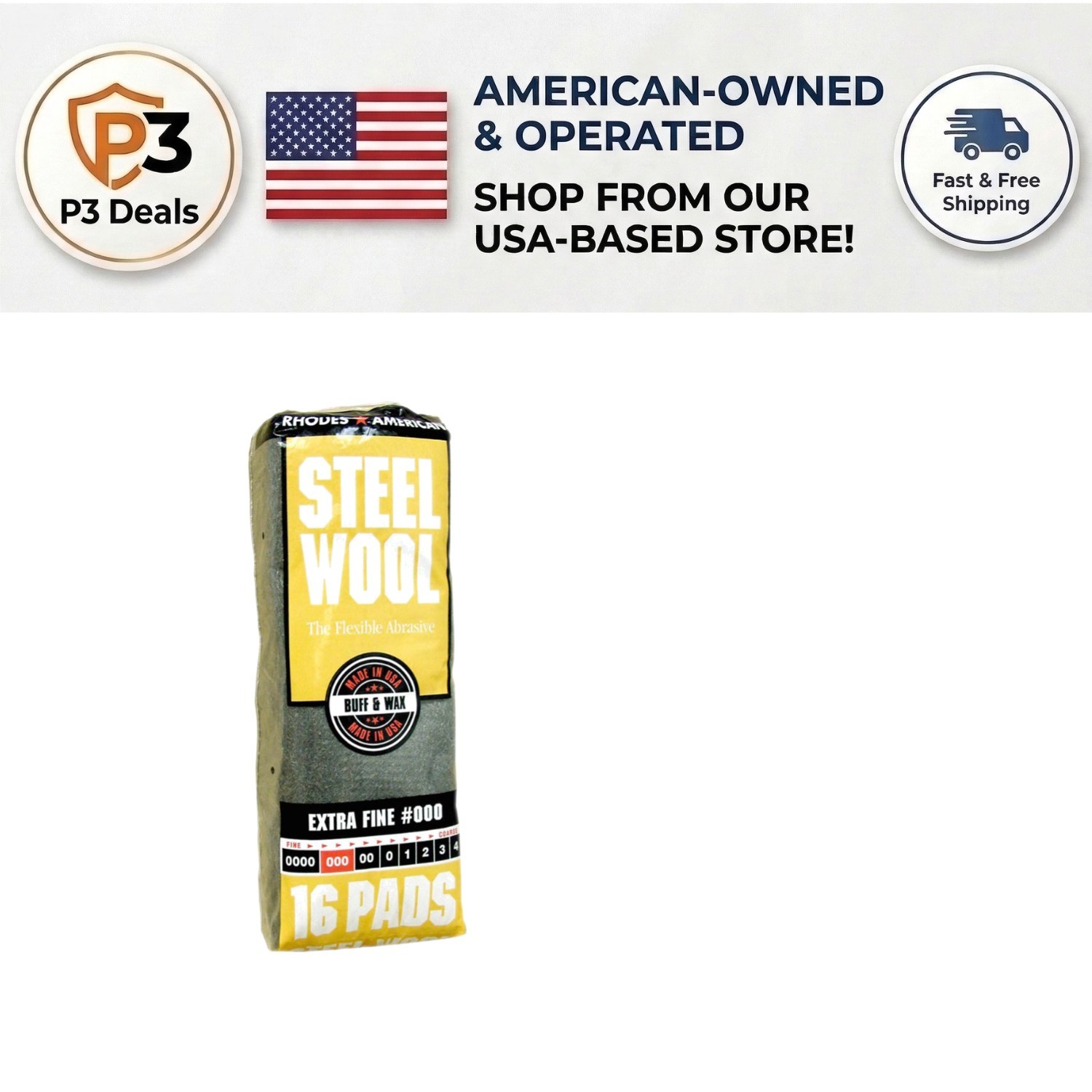Versatile 16-Pack Extra Fine Steel Wool Pads for Cleaning, Buffing & Polishing