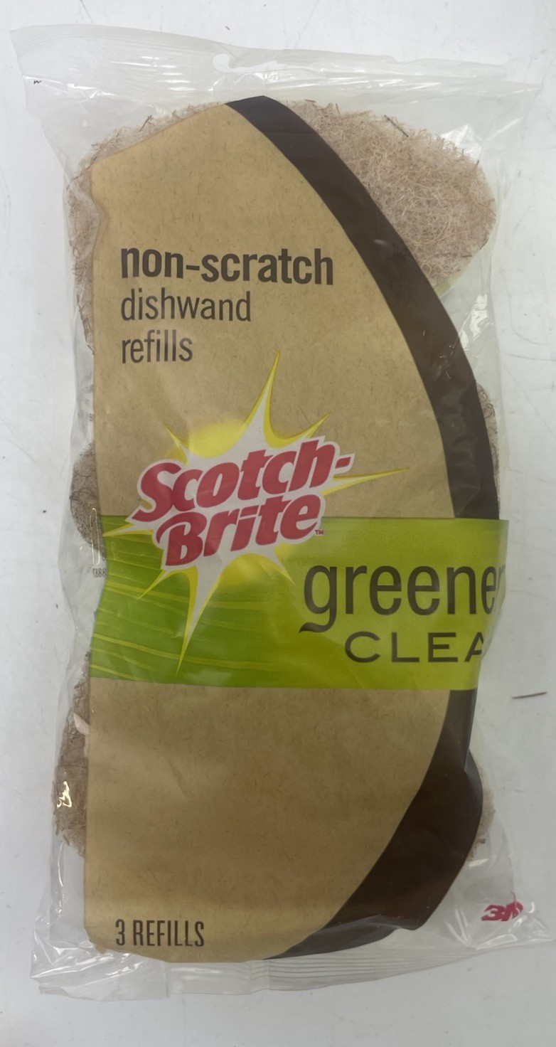 ⭐ NEW 2013 Scotch-Brite Greener Clean Non-Scratch Dishwand Head Refill 3 pack ⭐