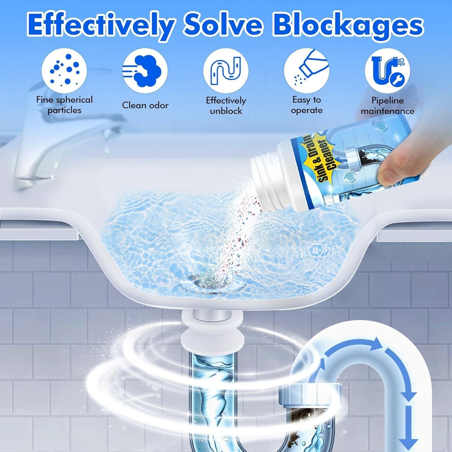 Pipeline Dredging Agent, 110g Drain Cleaner,Powerful Pipe Unclogger, Bathroom…