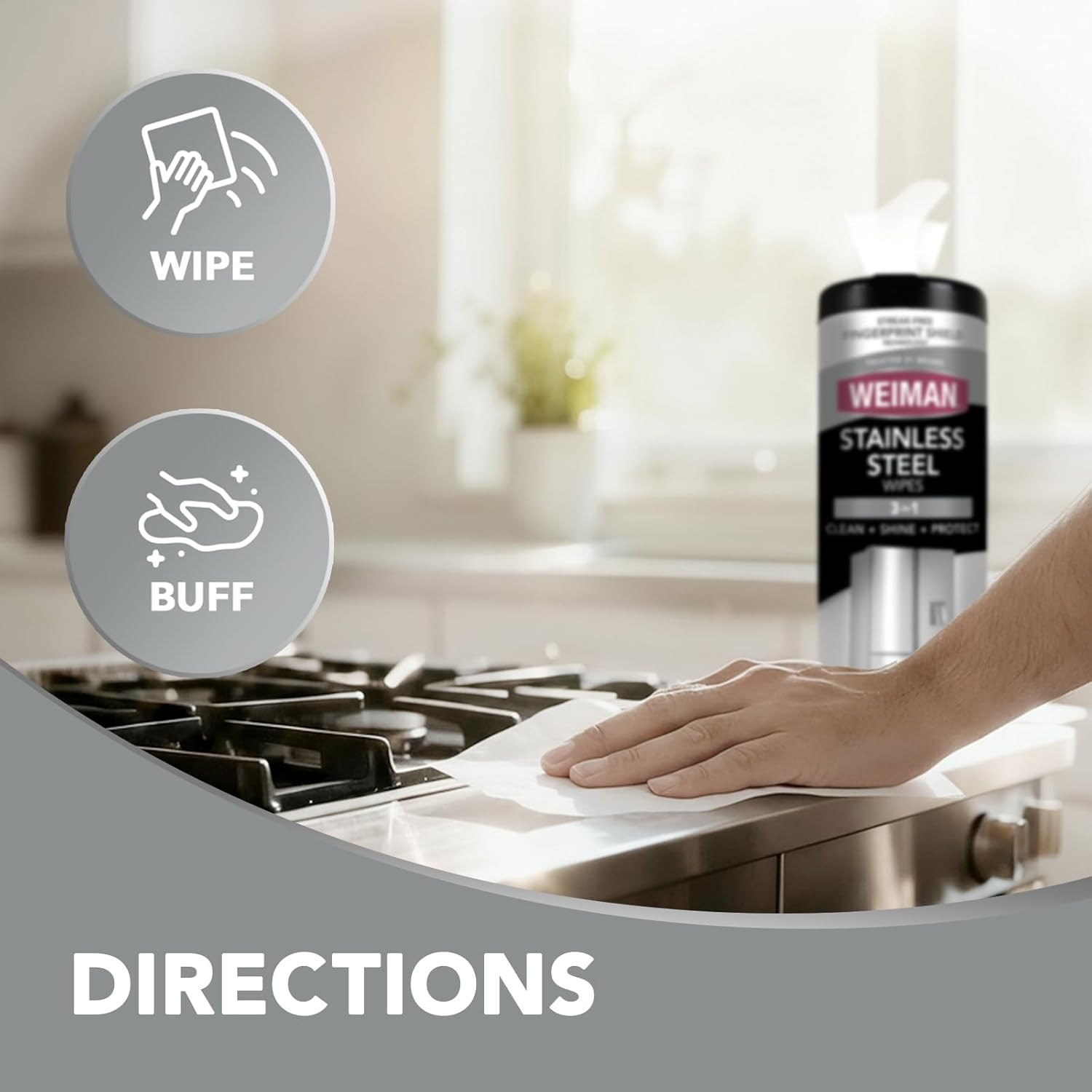 Stainless Steel Cleaner, 30 Count Cleaning Wipes, Removes Dirt, Grime, and Greas