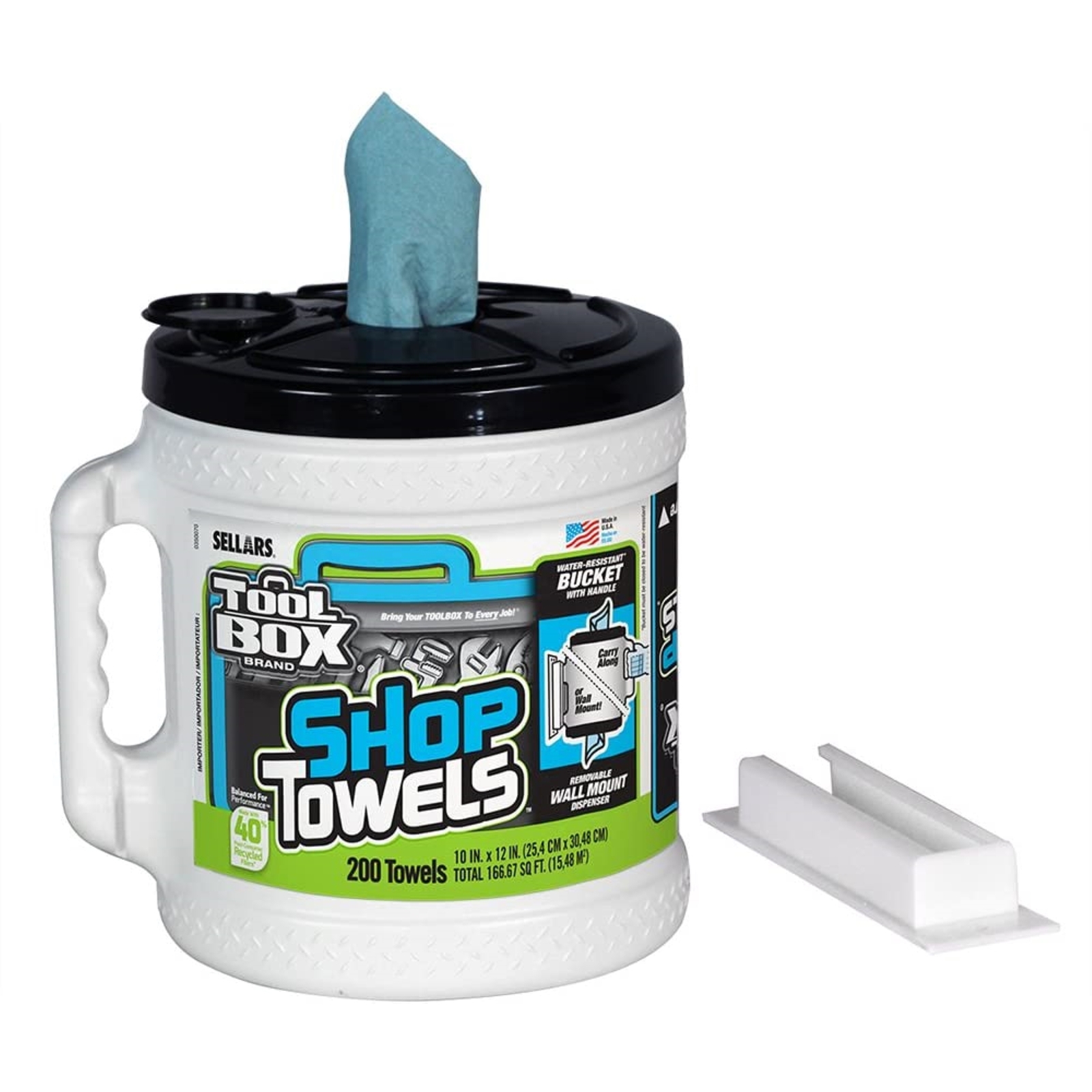 Sellars (#55208) Toolbox Shop Towels Dispenser Bucket- (1 Bucket of 200 Sheets)