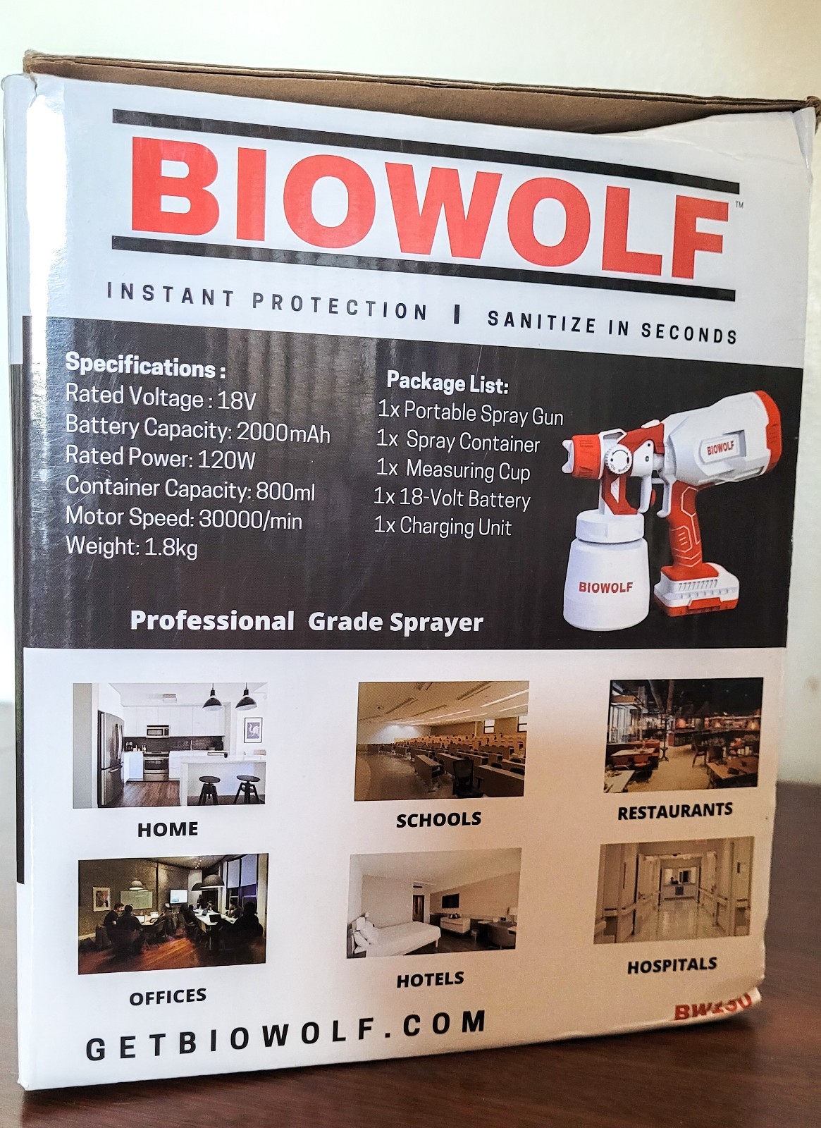 BioWolf Disinfectant Spray Gun – New in Box – Cordless Portable Sanitizer