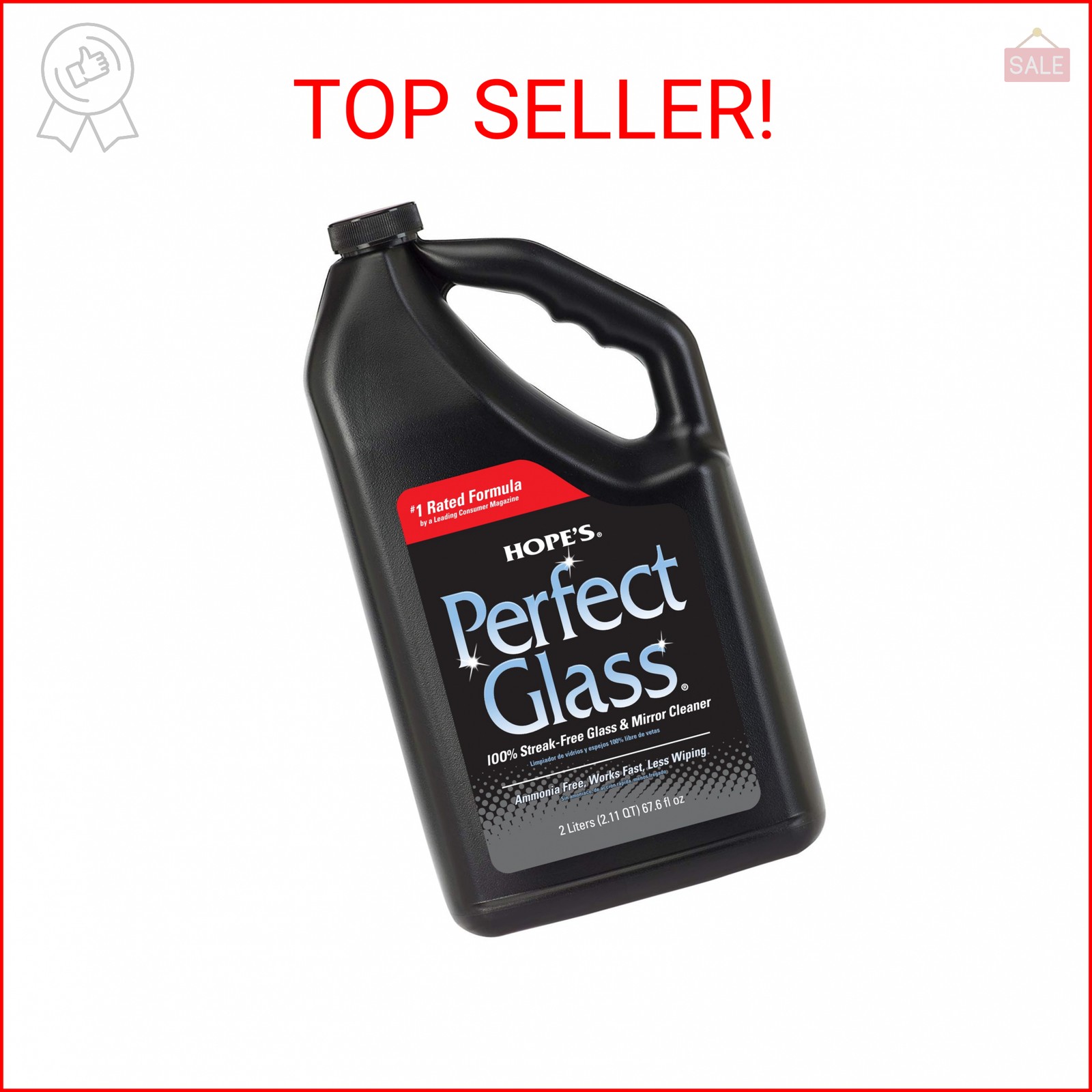 HOPE’S Perfect Glass Cleaner Spray Refill, Streak-Free, Ammonia-Free Window, Mir