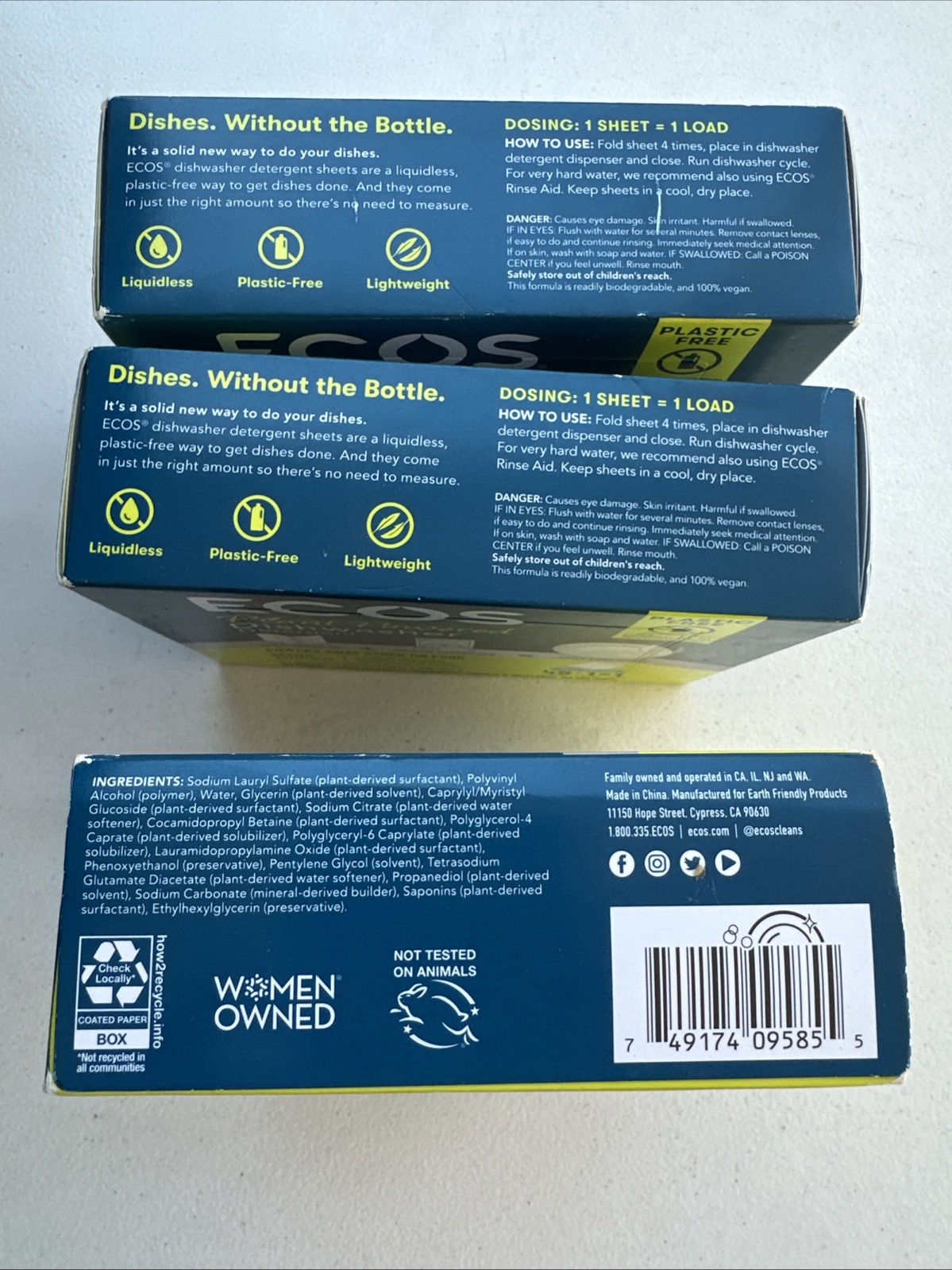 ECOS Dishwasher Detergent Sheets Plant Powered 3 Free & Clear 45 Loads Per Pack