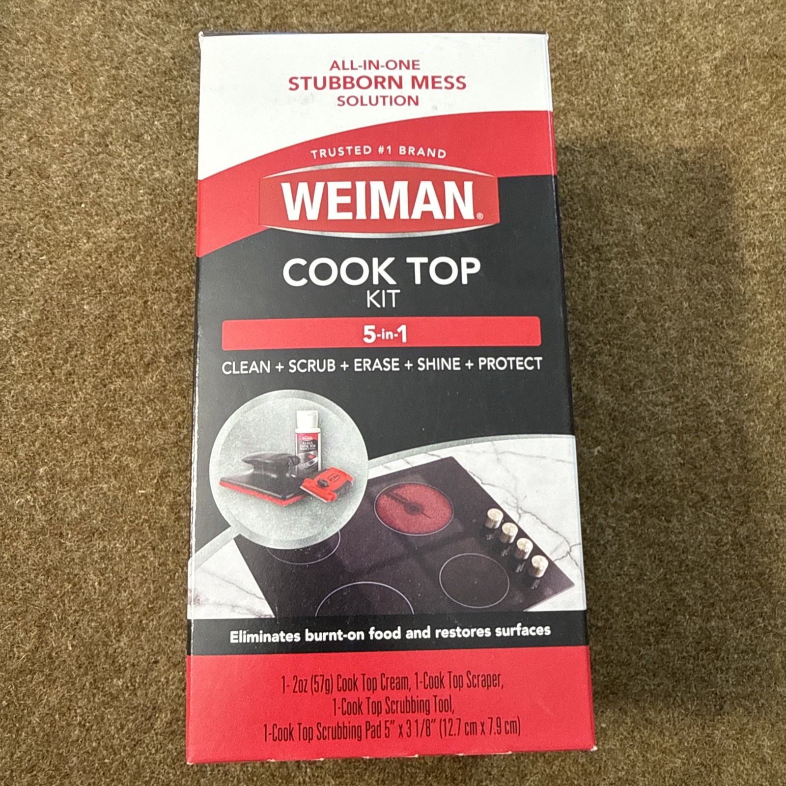 Weiman 5-In-1 Cook Top Complete Cleaning Kit – Includes Cream, Scrubbing Pad and