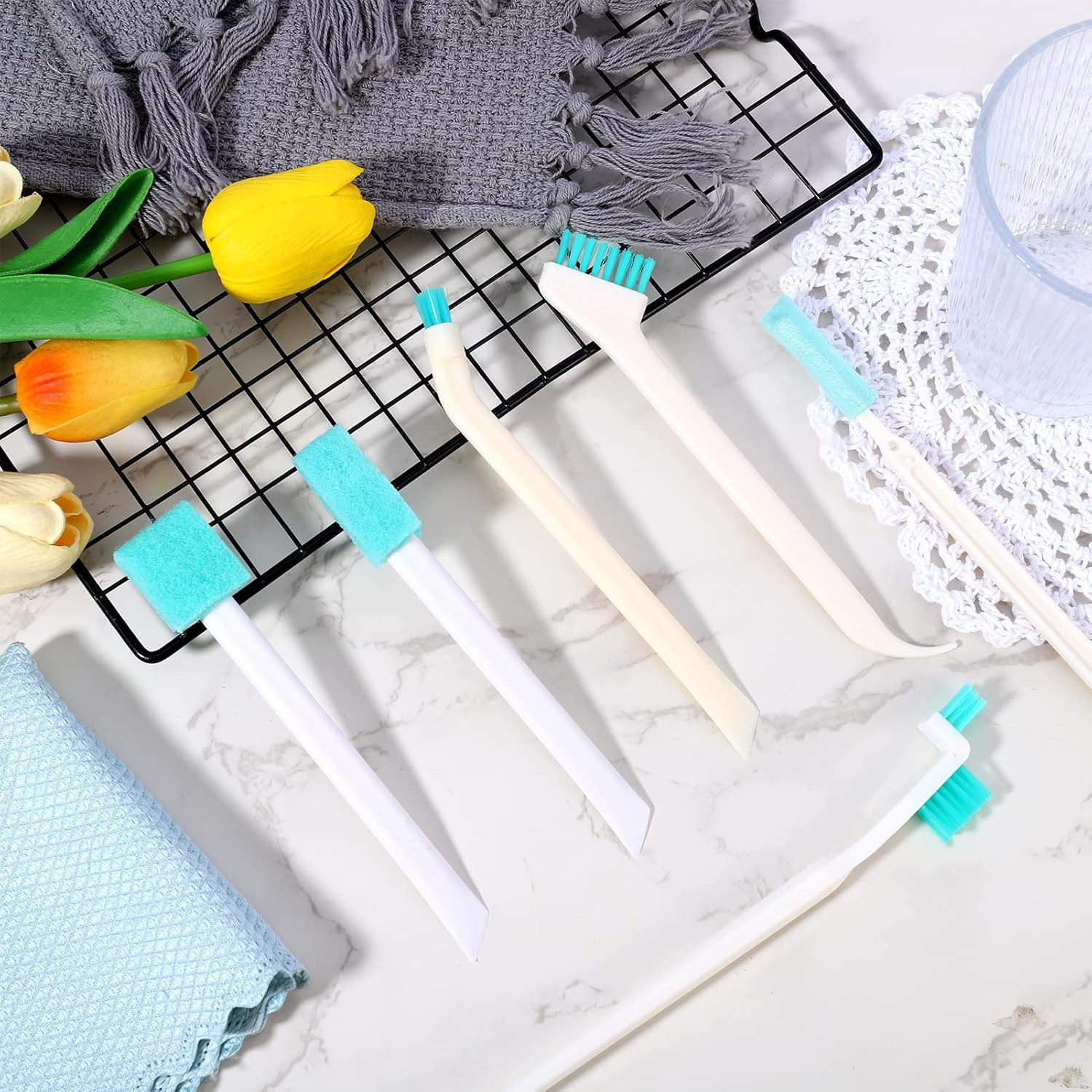 16 Pcs Small Household Cleaning Brushes, Deep Detail Crevice Cleaner Brush Crevi