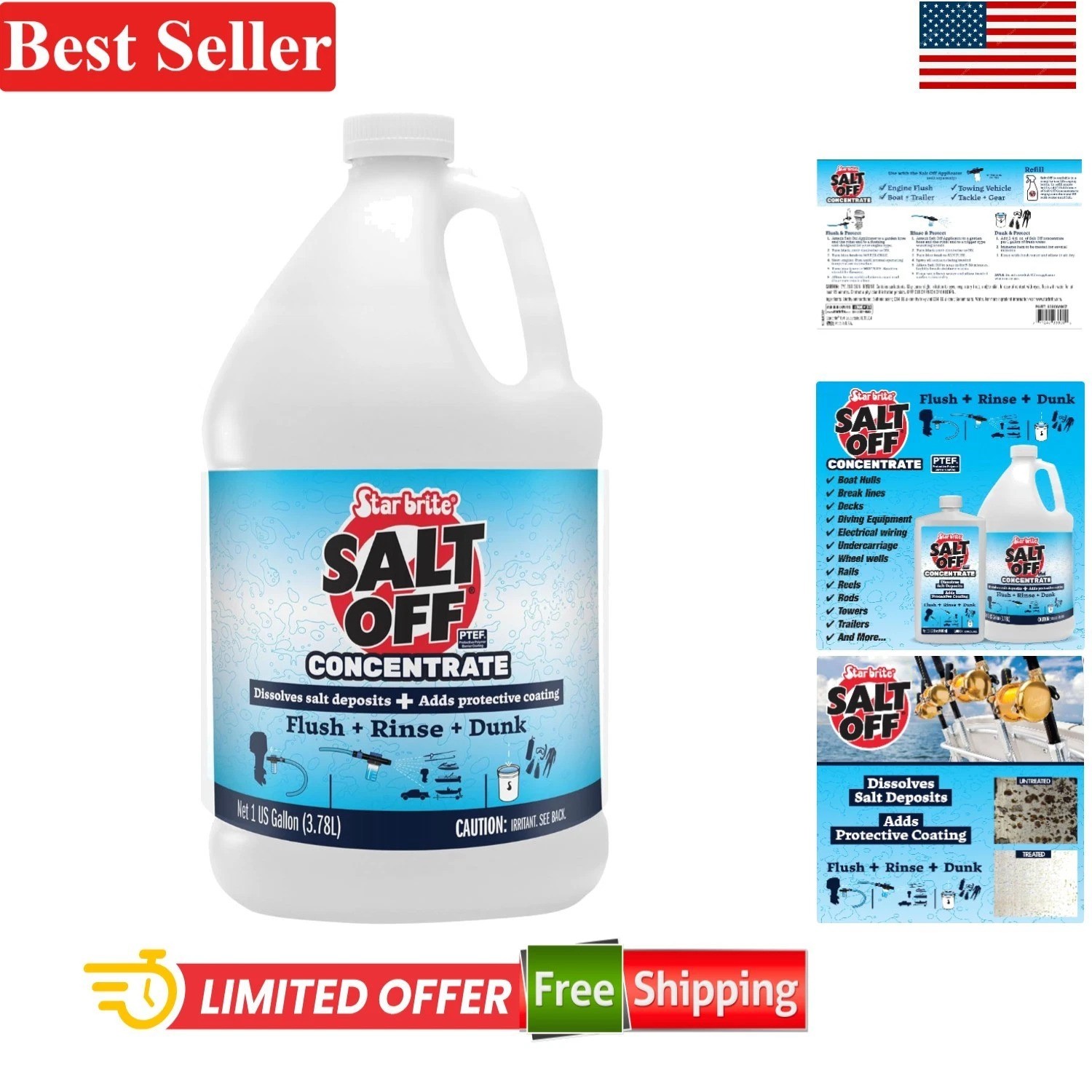 Salt Off Concentrate Salt & Engine Flush 128 OZ Gallon for Boats, Vehicles, T…