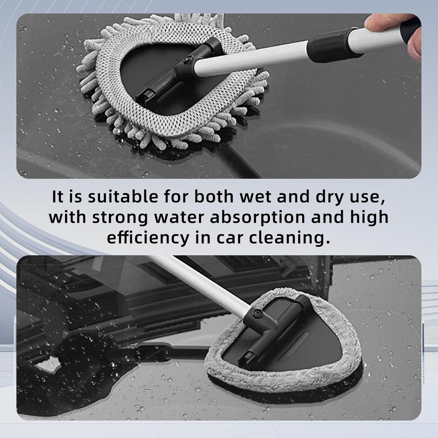 Car Windshield Cleaner, Microfiber Vehicles Window Cleaning Tool with 3PCS Reusa