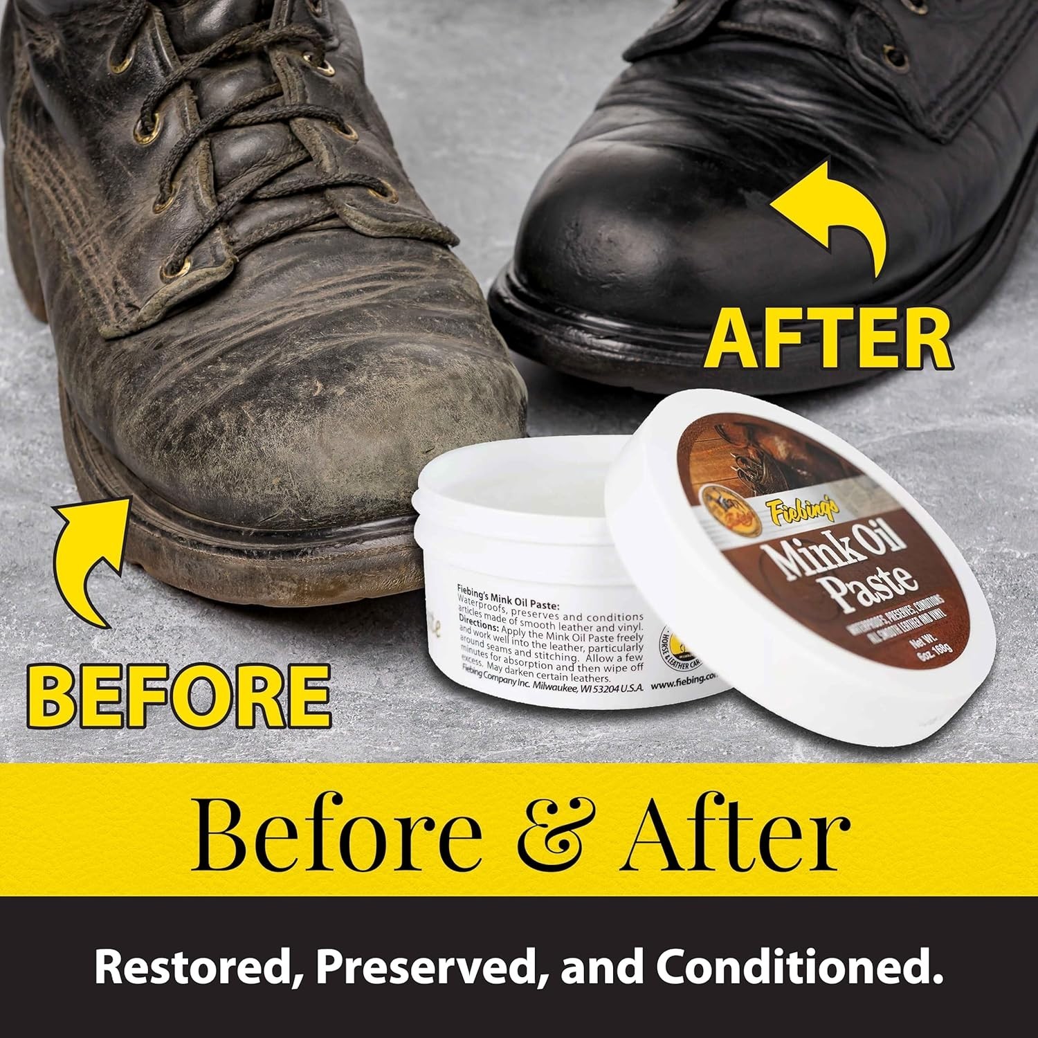 6 oz Mink Oil Leather Cleaner & Conditioner – Waterproof, Softens & Preserves