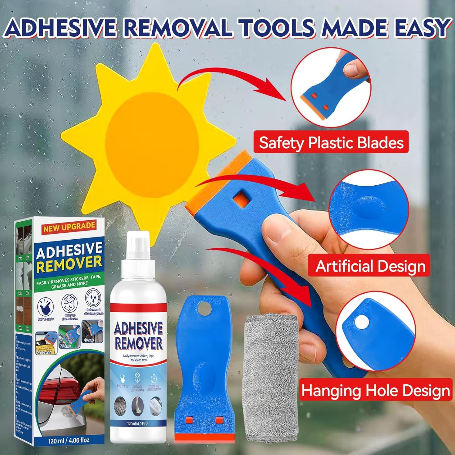 Adhesive Remover Spray, Sticker Remover Cleaning Multi-Surface Residue, Glue Rem