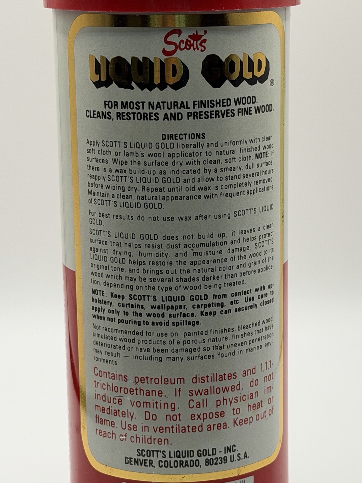 Vintage Scott’s Liquid Gold Wood Cleaner & Preservative Pourable Non Aerosol