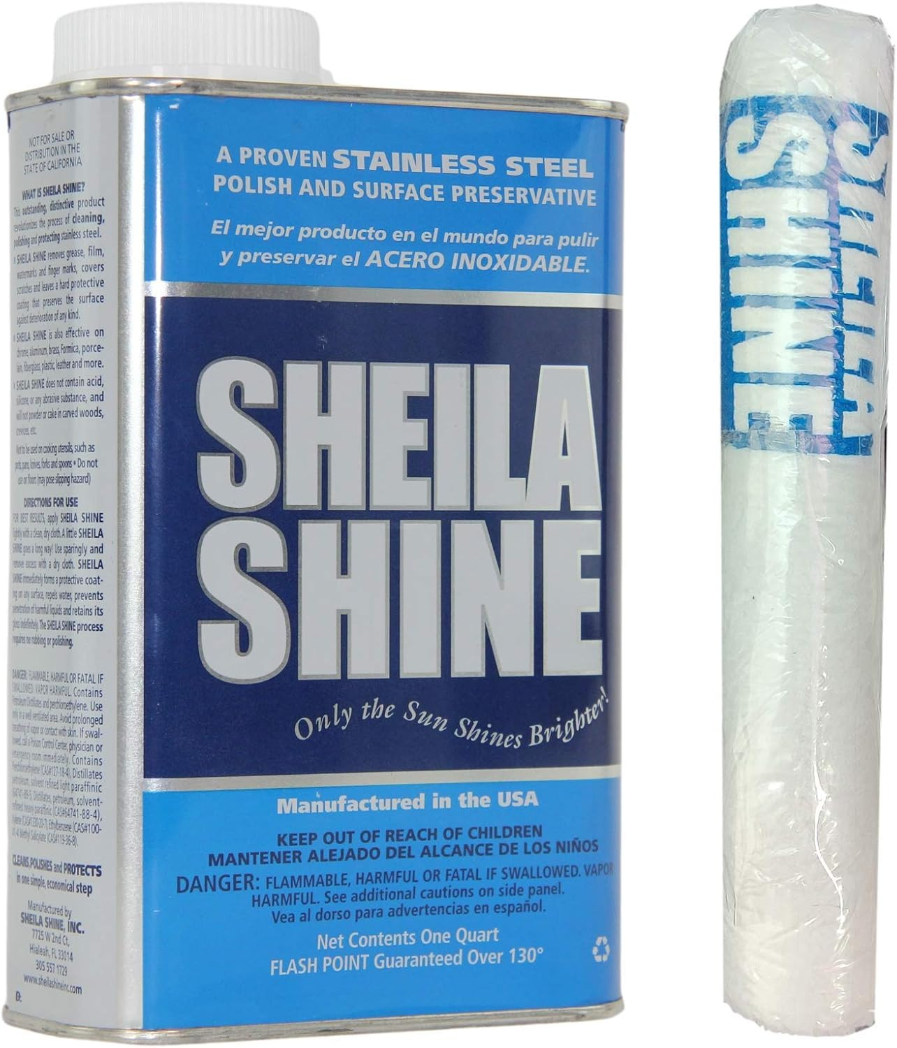 Sheila Shine 1 Quart Stainless Steel Cleaner and Polish W/Microfiber Cloth – Cle